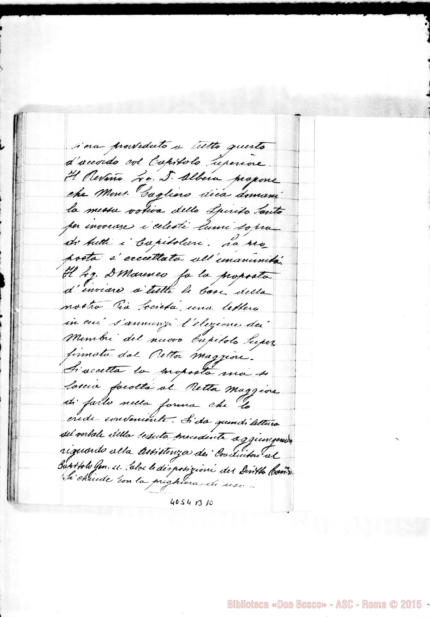 Fotogramma B 10 — Verbale del X Capitolo Generale. Due quaderni di D. Rayneri