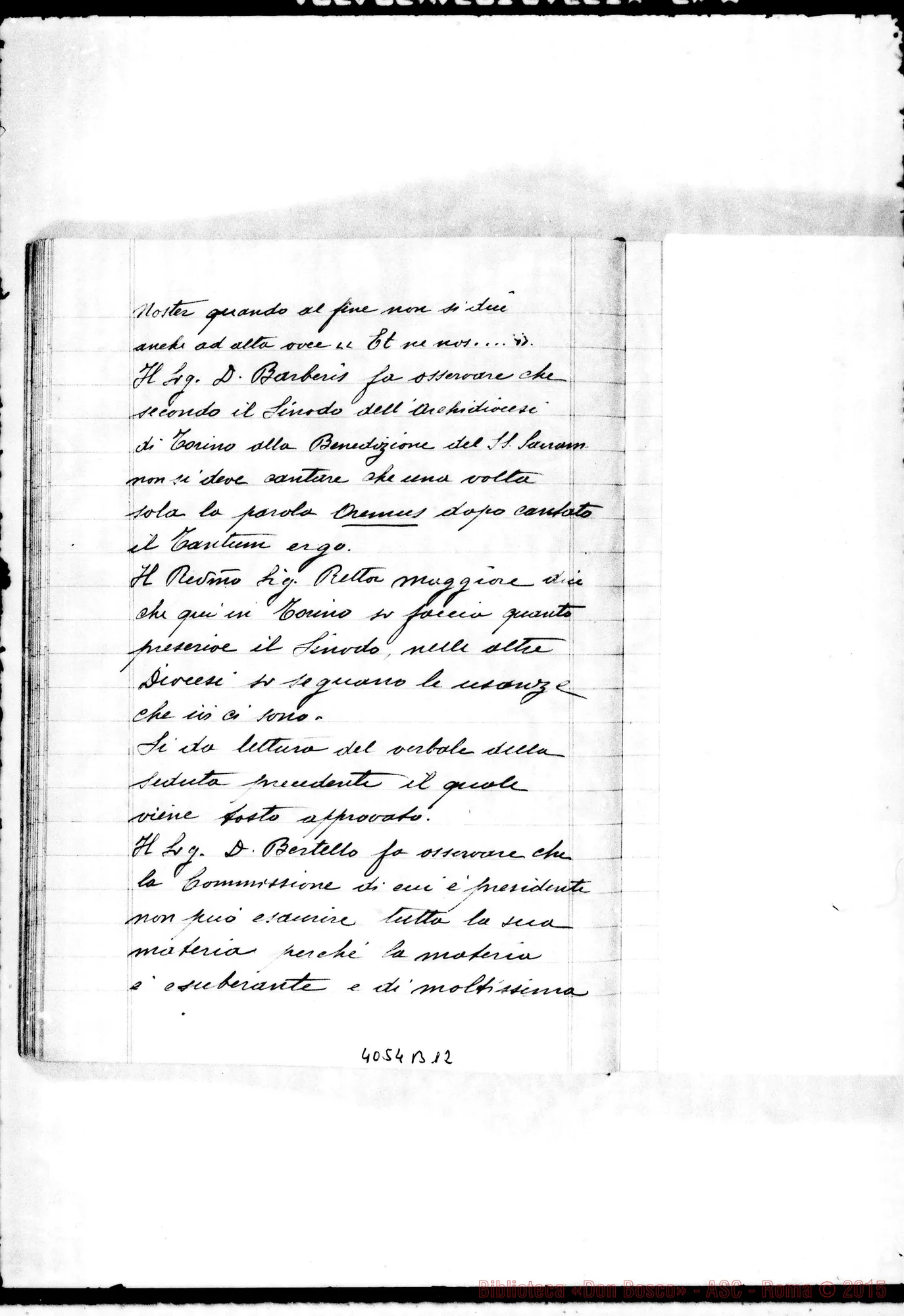 Fotogramma B 12 — Verbale del X Capitolo Generale. Due quaderni di D. Rayneri