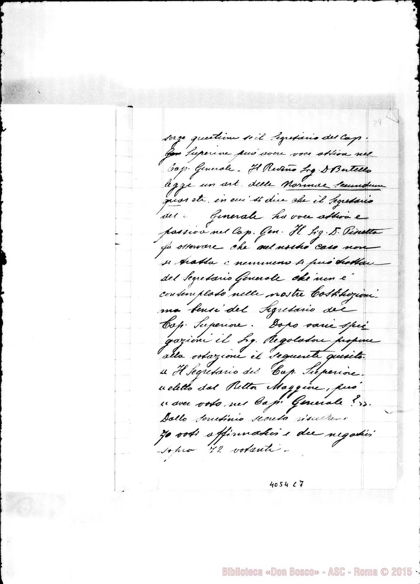 Fotogramma C 7 — Verbale del X Capitolo Generale. Due quaderni di D. Rayneri