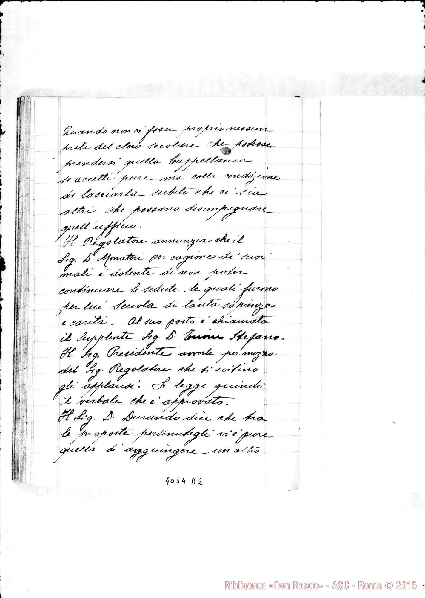 Fotogramma D 2 — Verbale del X Capitolo Generale. Due quaderni di D. Rayneri