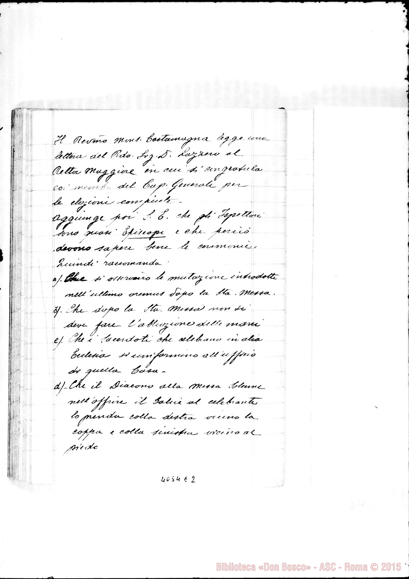 Fotogramma E 2 — Verbale del X Capitolo Generale. Due quaderni di D. Rayneri