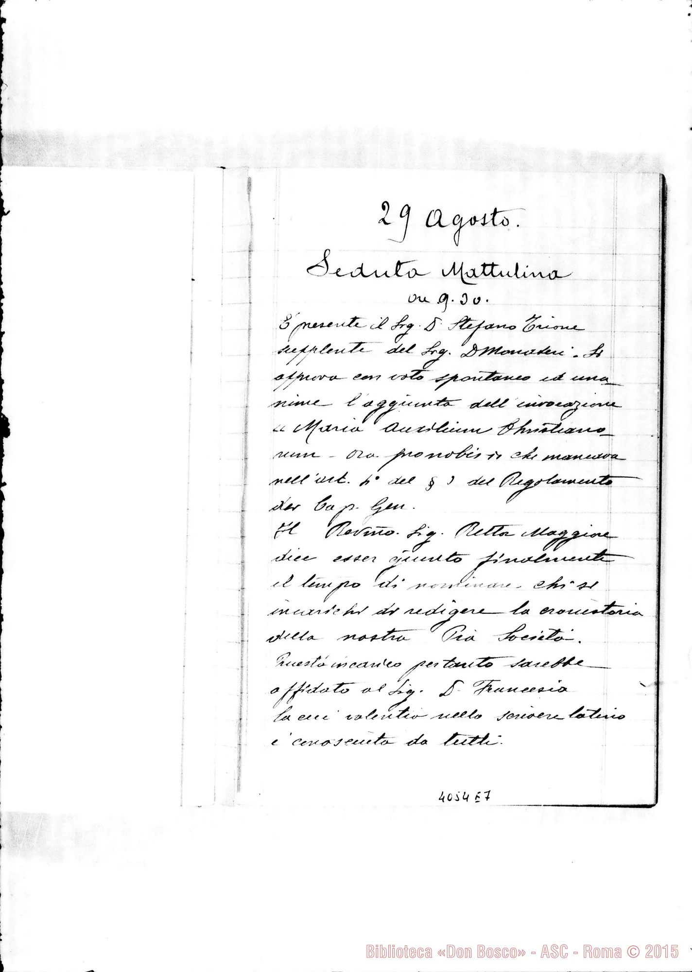 Fotogramma E 7 — Verbale del X Capitolo Generale. Due quaderni di D. Rayneri
