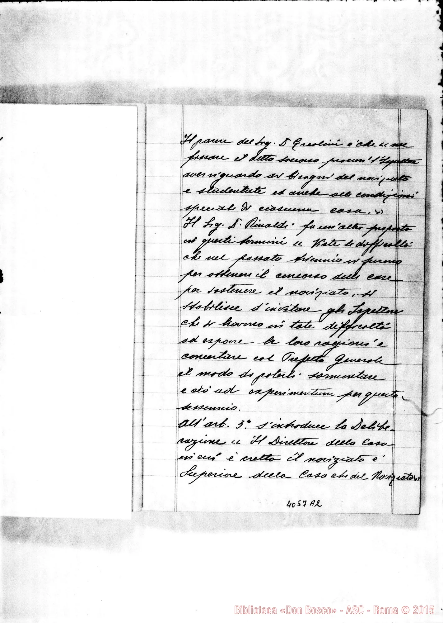 Fotogramma A 2 — Verbale del X Capitolo Generale. Due quaderni di D. Rayneri