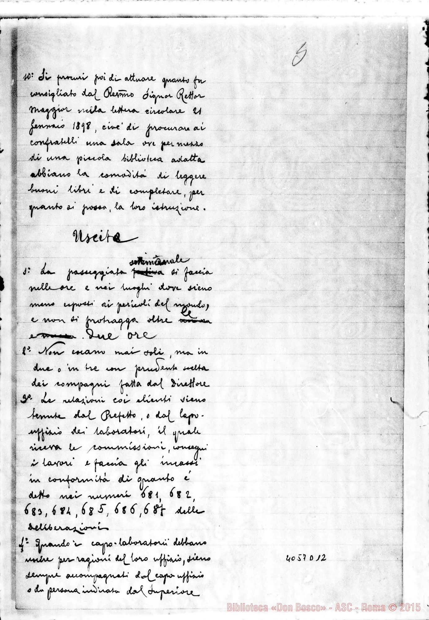 Fotogramma D 12 — Relazione sul modo di promuovere E preservare la vocazione nei Coadiutori. Ms.