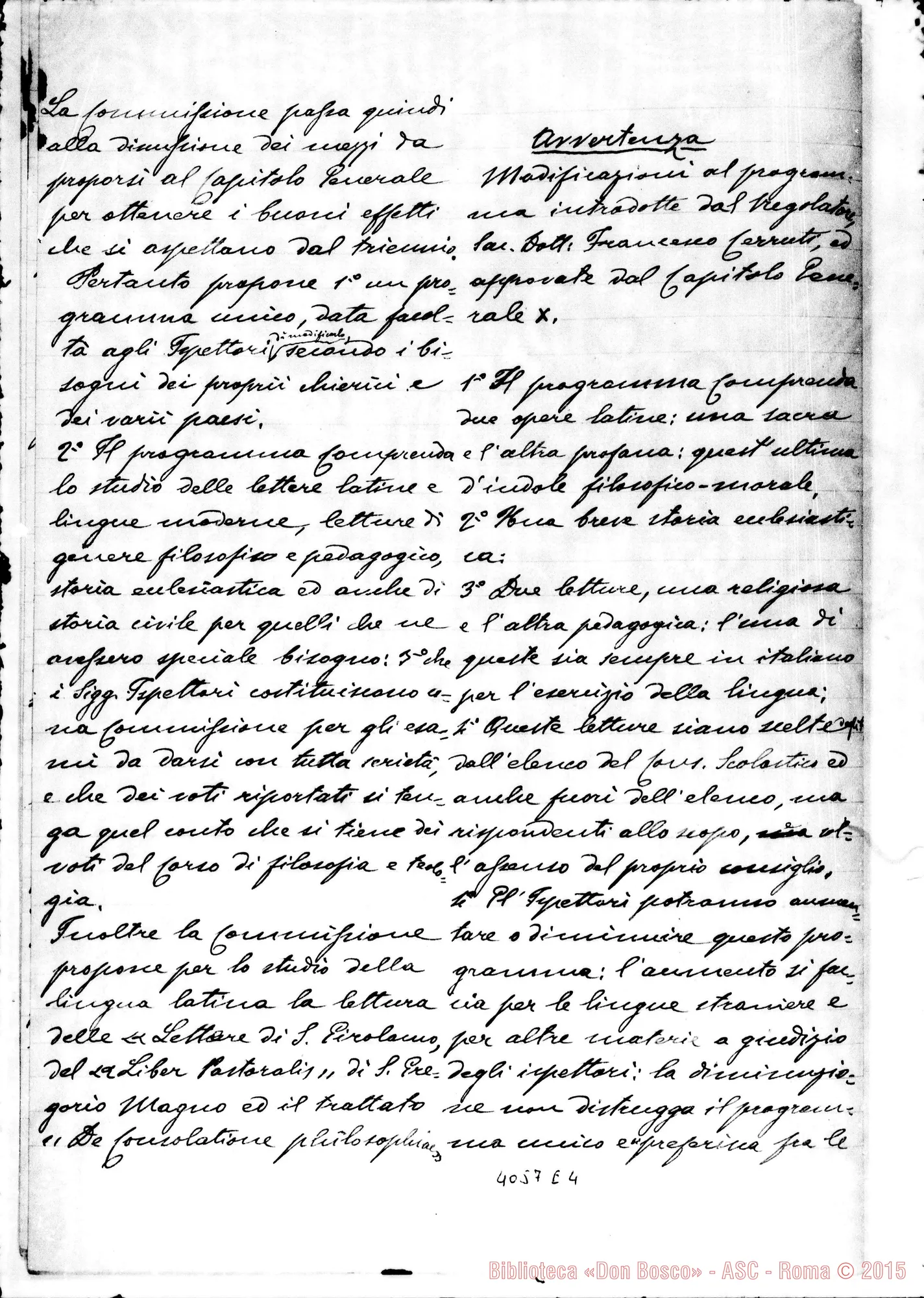 Fotogramma E 4 — Relazione sul triennio di vita pratica. Ms.