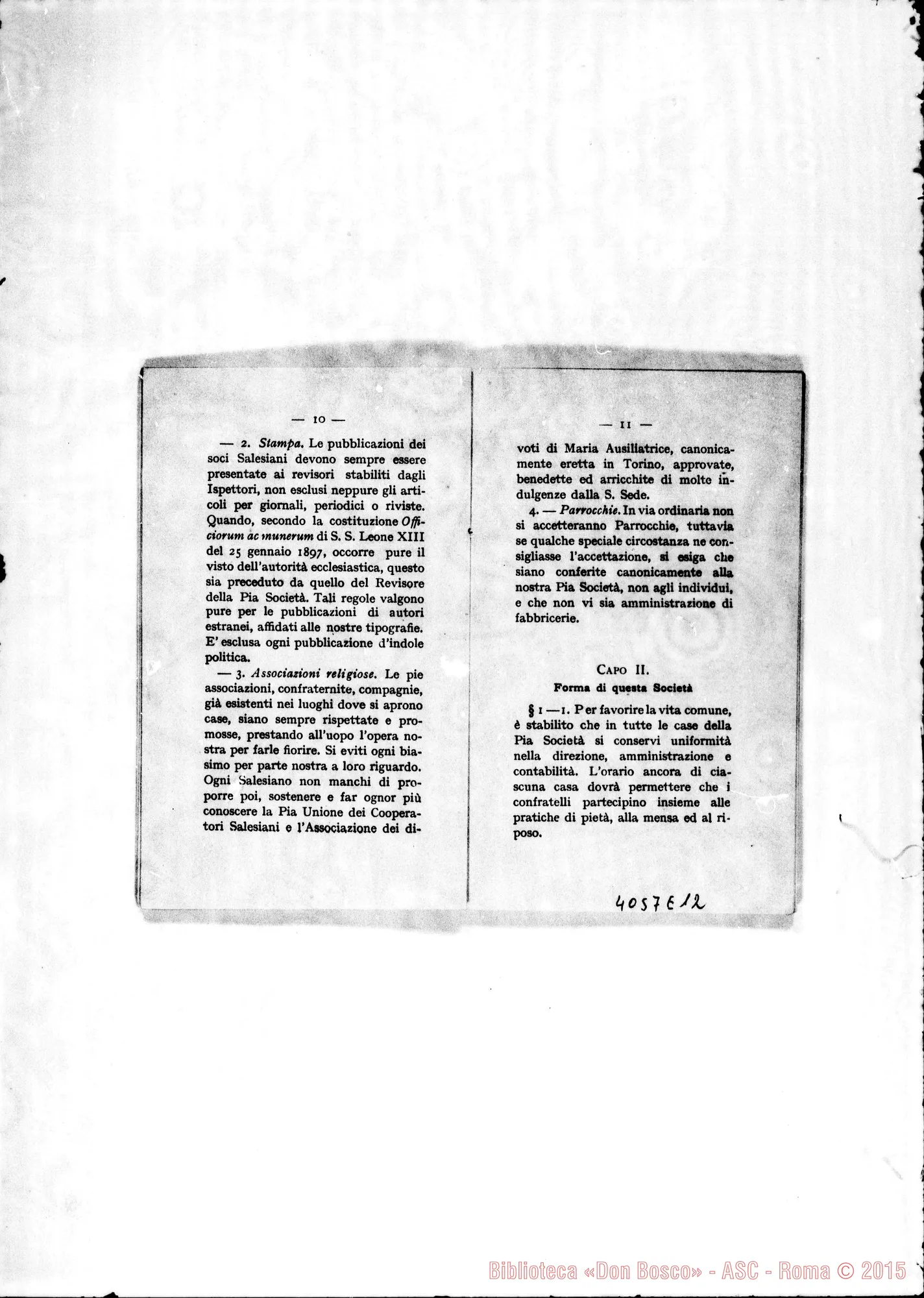 Fotogramma E 12 — Deliberazioni del X Capitolo Generale. Torino, 1905. Stampato