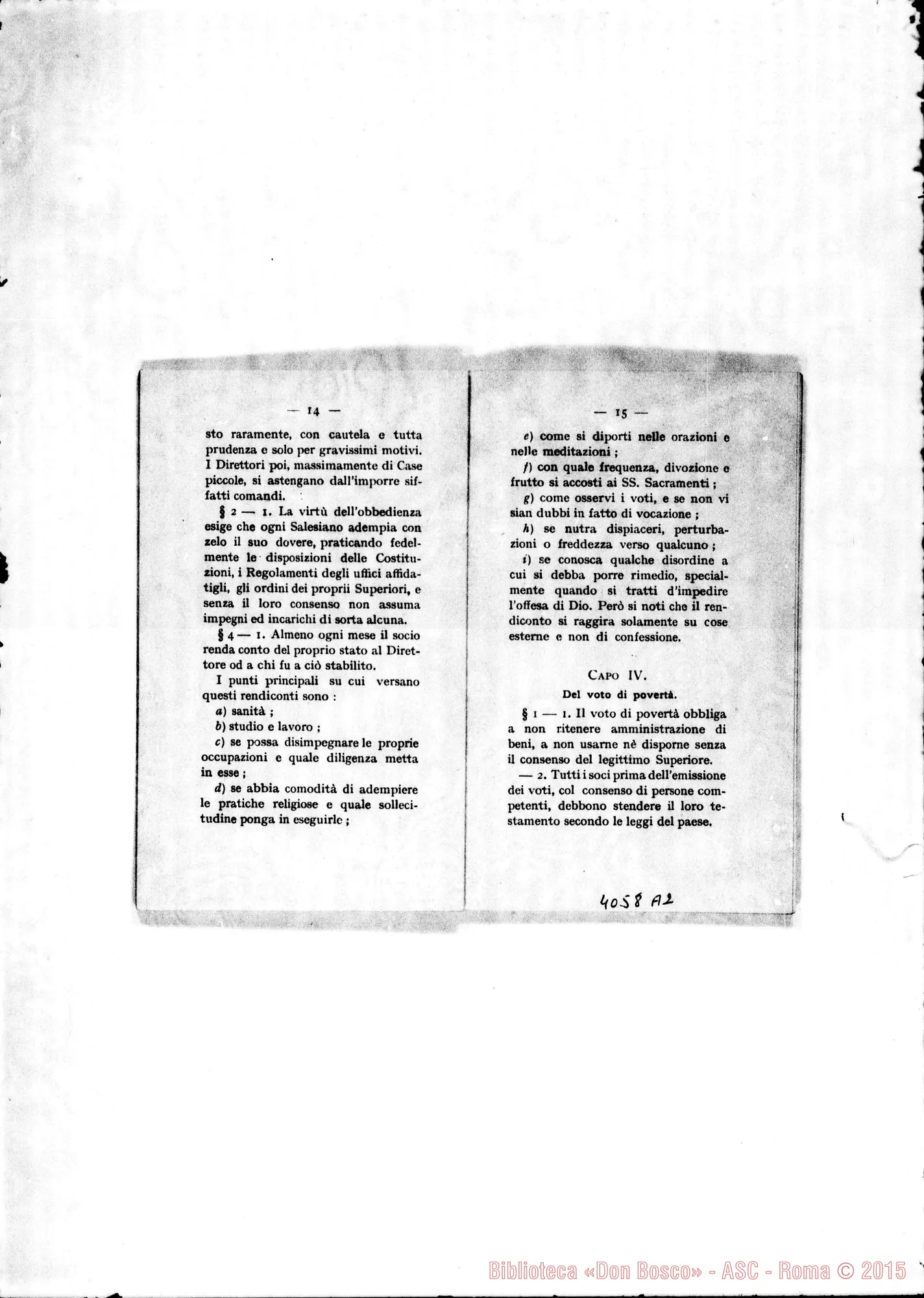 Fotogramma A 2 — Deliberazioni del X Capitolo Generale. Torino, 1905. Stampato