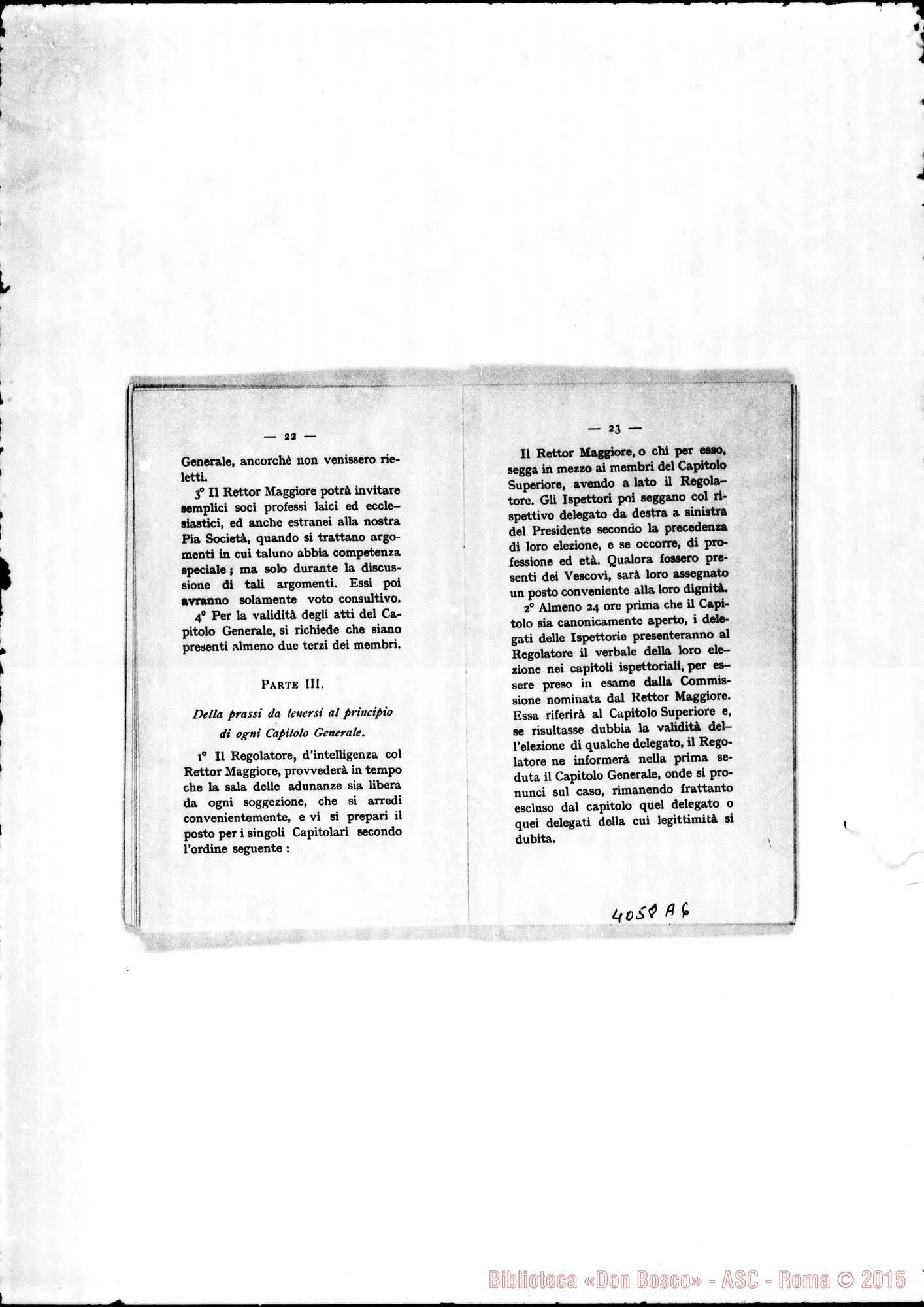 Fotogramma A 6 — Deliberazioni del X Capitolo Generale. Torino, 1905. Stampato