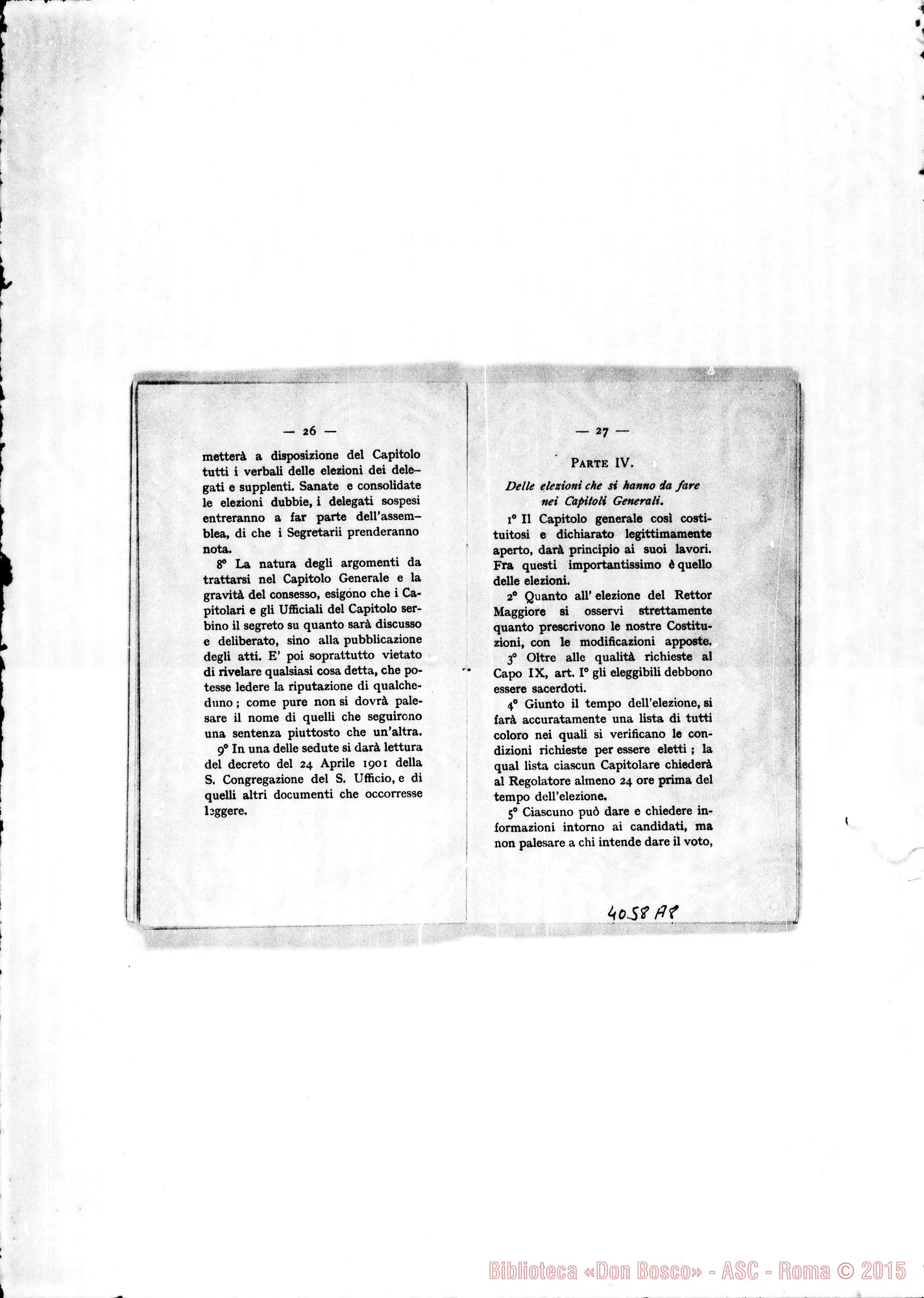 Fotogramma A 8 — Deliberazioni del X Capitolo Generale. Torino, 1905. Stampato