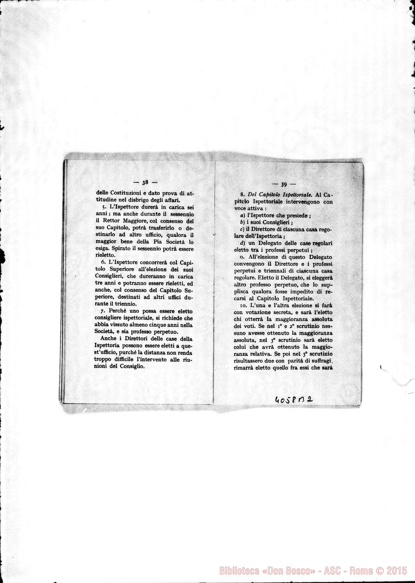 Fotogramma B 2 — Deliberazioni del X Capitolo Generale. Torino, 1905. Stampato