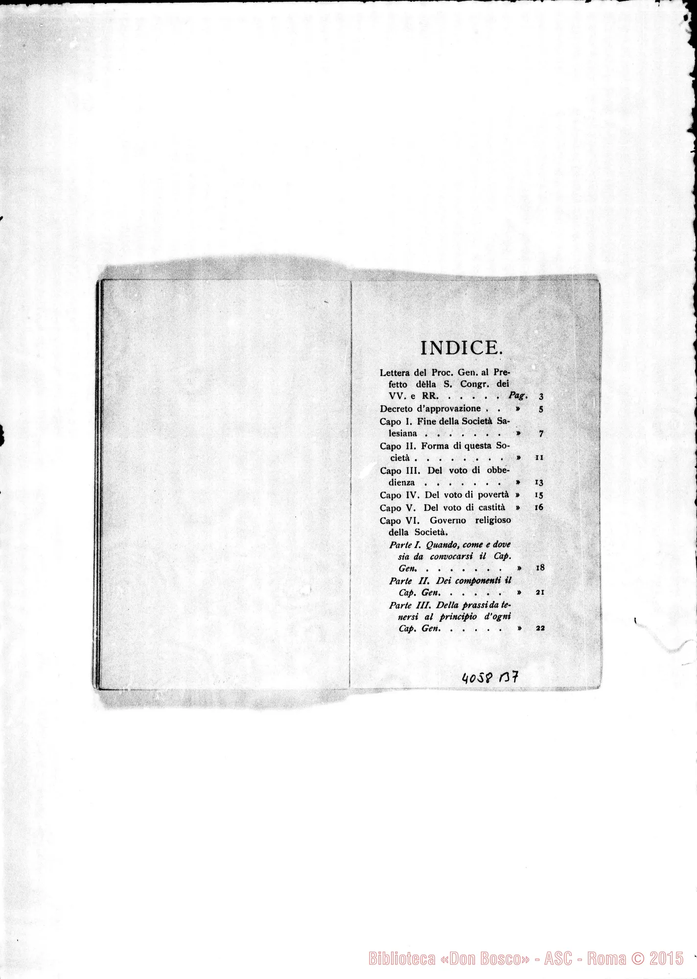 Fotogramma B 7 — Deliberazioni del X Capitolo Generale. Torino, 1905. Stampato