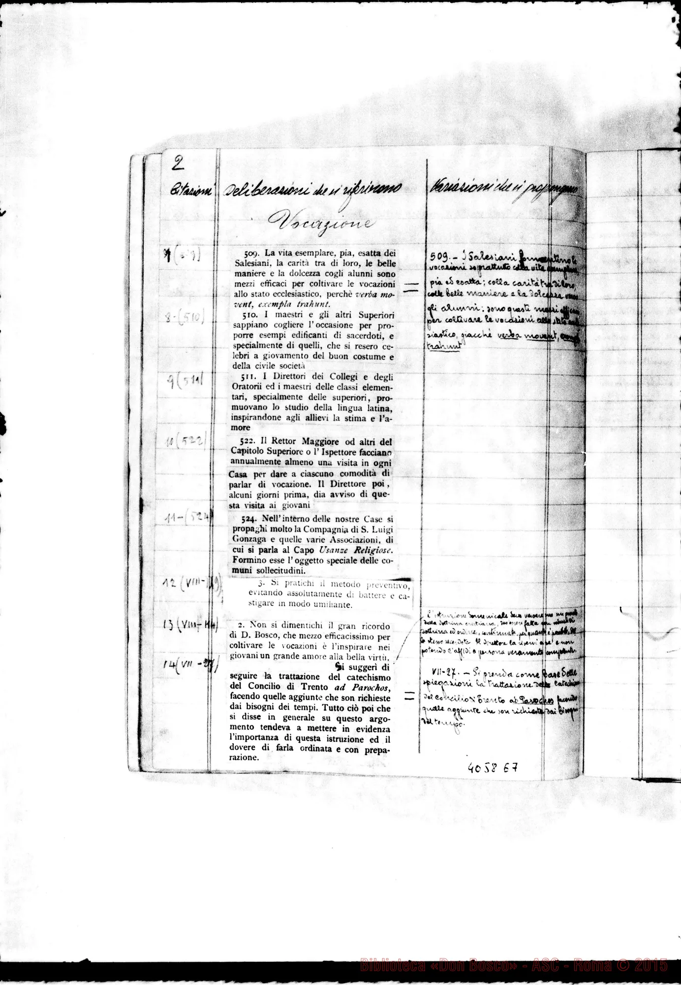 Fotogramma E 7 — Costituzioni: Deliberazioni che si riferiscono-Variazioni che si propongono-Da notarsi. Quaderno ms. E stampato A ritagli