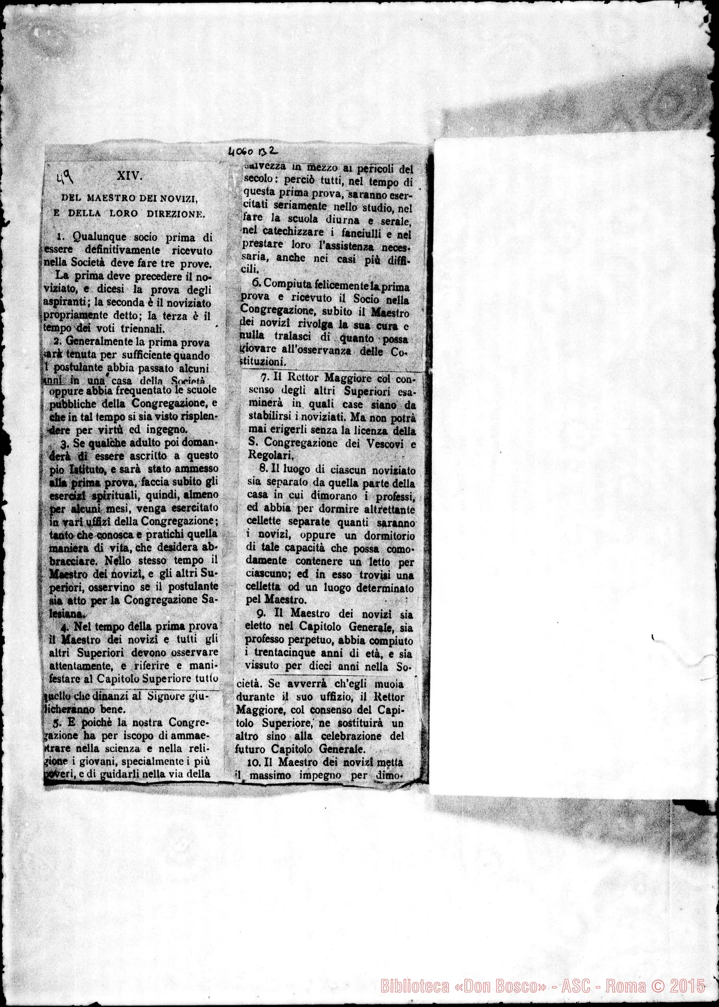 Fotogramma B 2 — Costituzioni: Deliberazioni che si riferiscono-Variazioni che si propongono-Da notarsi. Quaderno ms. E stampato A ritagli