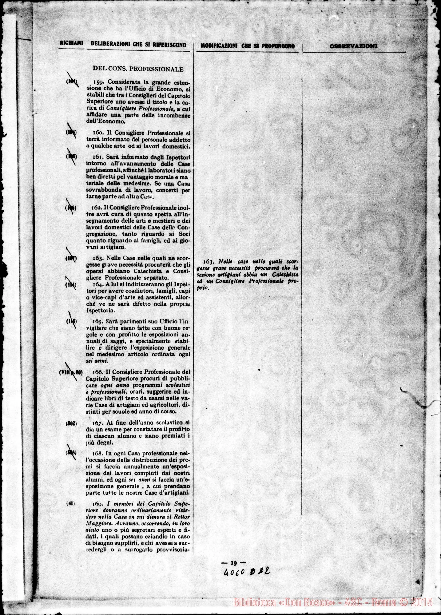 Fotogramma D 2 — Relazione al Capitolo Generale. Stampato