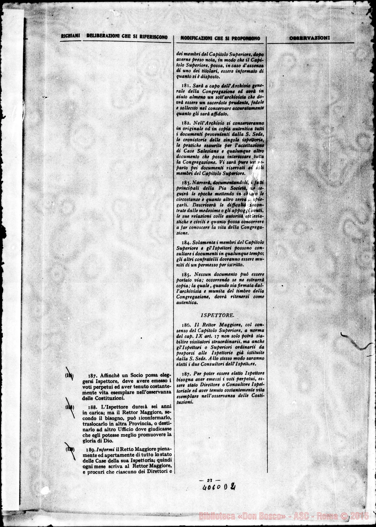 Fotogramma D 4 — Relazione al Capitolo Generale. Stampato