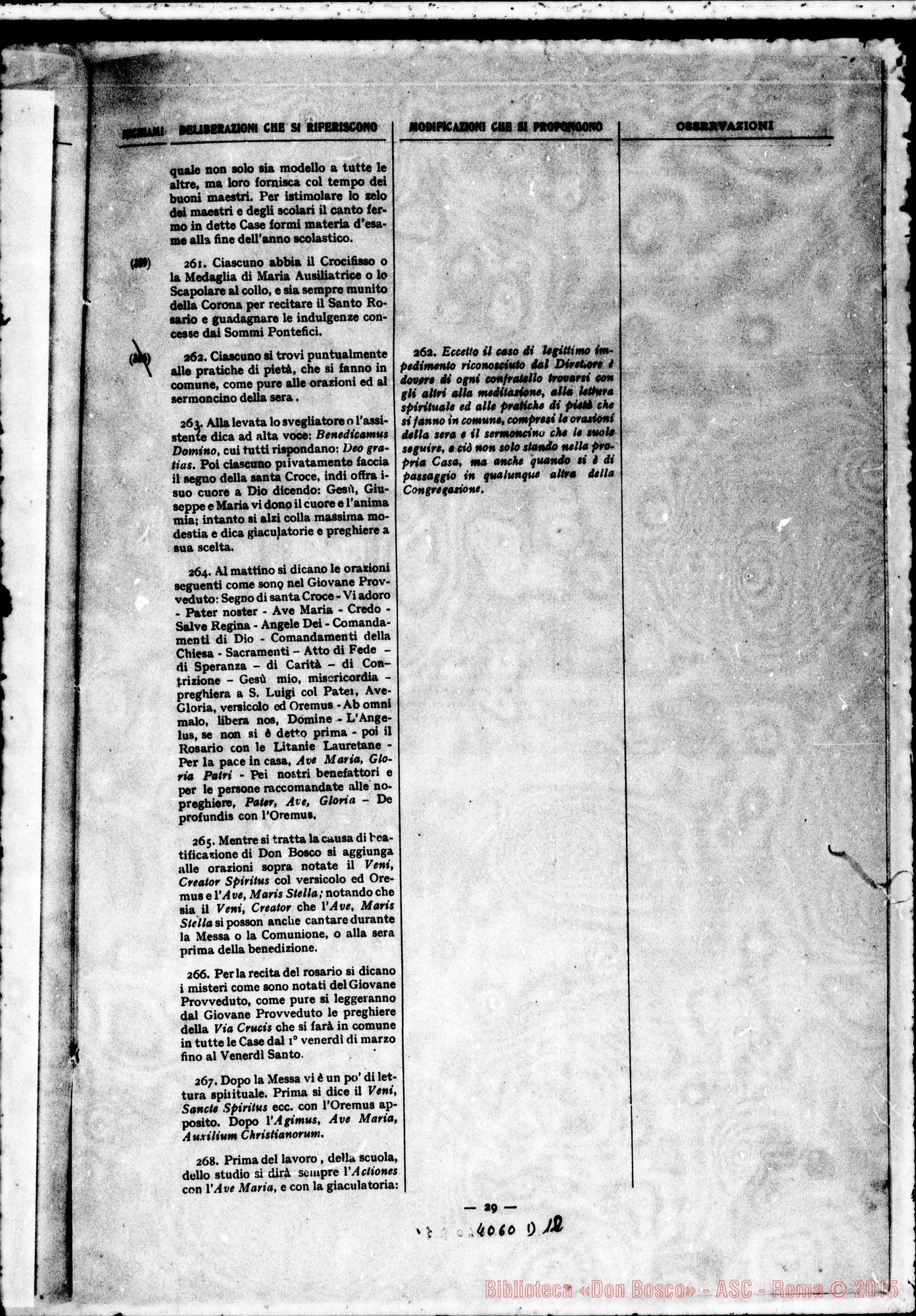 Fotogramma D 12 — Relazione al Capitolo Generale. Stampato