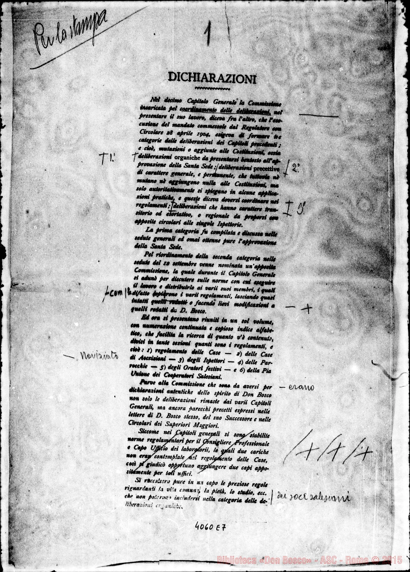 Fotogramma E 7 — Bozze con correzioni