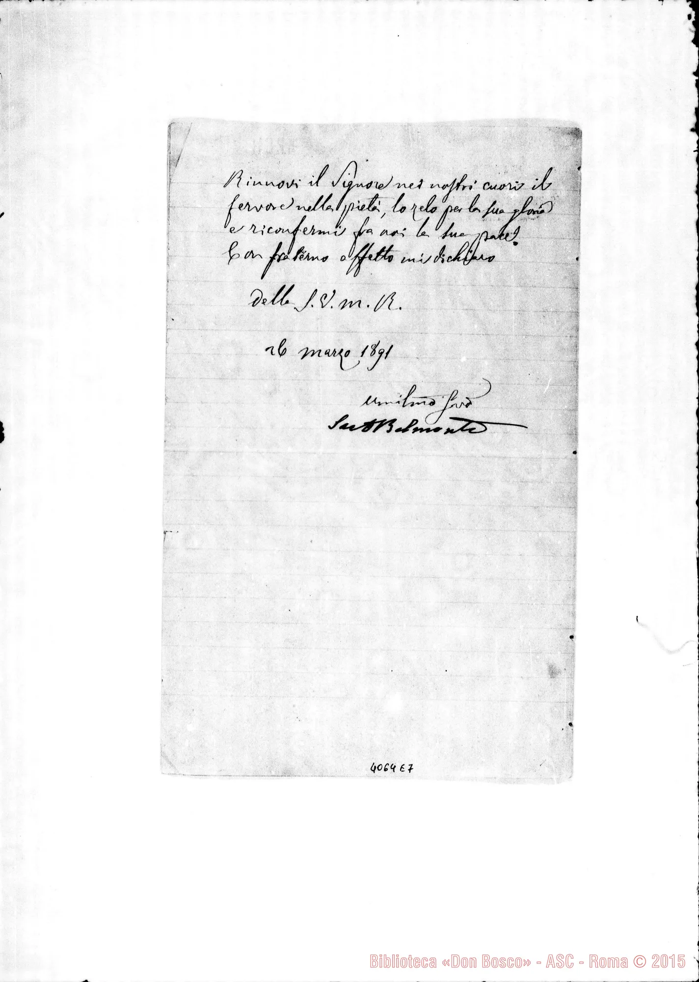 Fotogramma E 7 — Anno 1891: Circolari di Don Belmonte, dei mesi di gennaio, febbraio, marzo, aprile, giugno (3), luglio, novembre (2), dicembre. Ms.