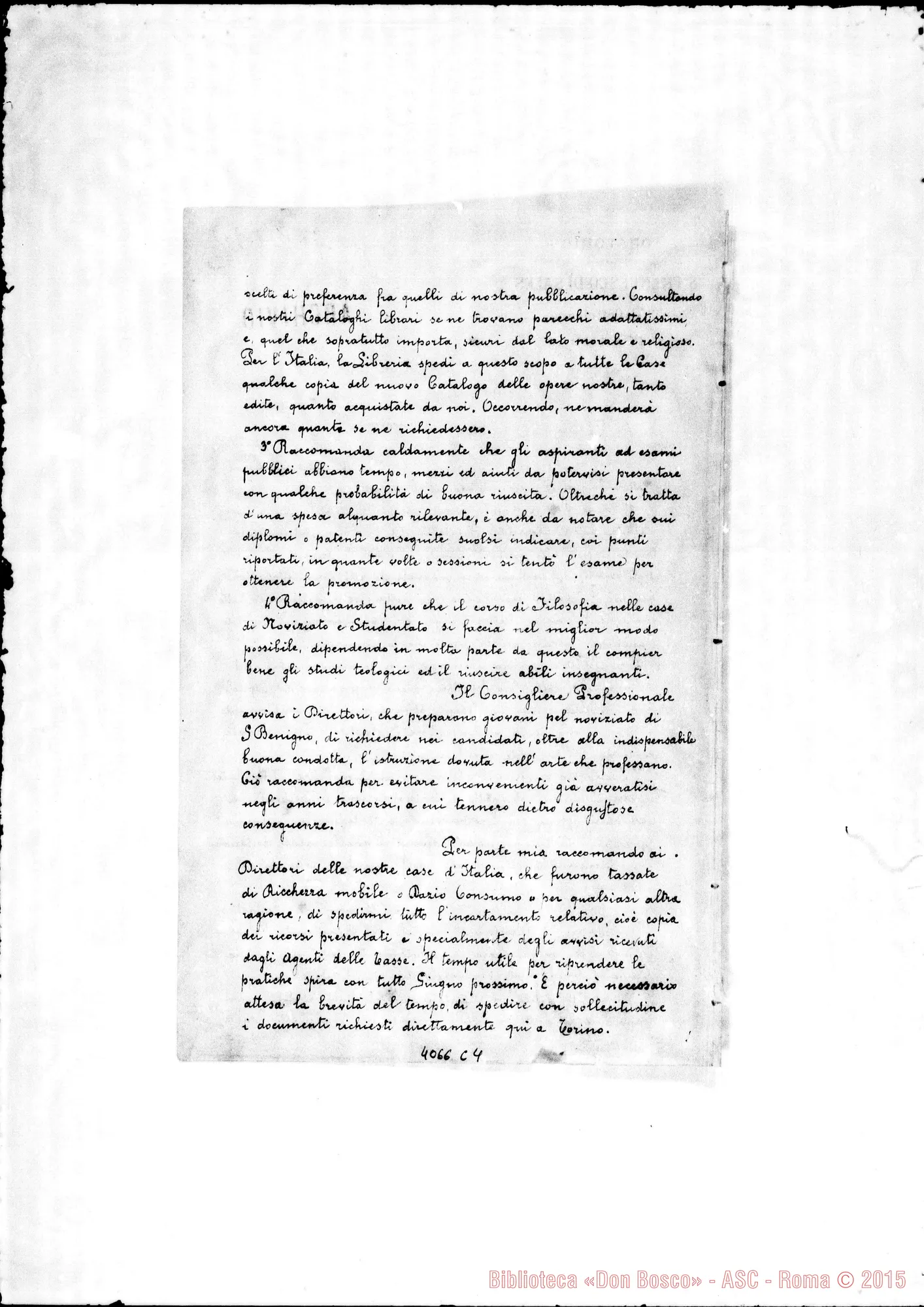 Fotogramma C 4 — Anno 1894: Circolari di Don Belmonte dei mesi di gennaio, febbraio, marzo, maggio (2), luglio, ottobre, novembre, dicembre. Omeotipia