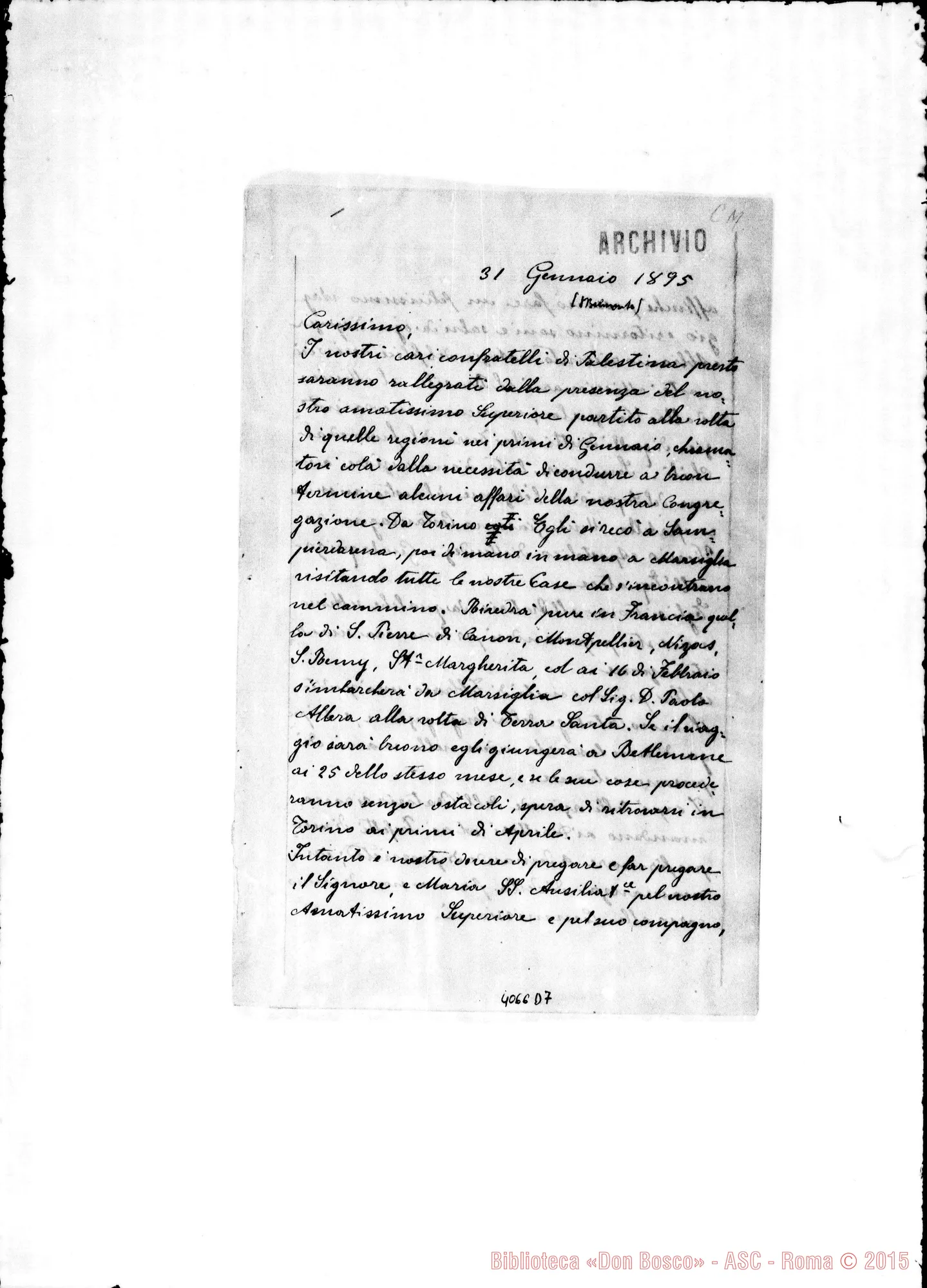 Fotogramma D 7 — Anno 1895: Circolari di Don Belmonte dei mesi di gennaio, febbraio (2), marzo, aprile, maggio, giugno, luglio, ottobre, novembre, dicembre. Stampate