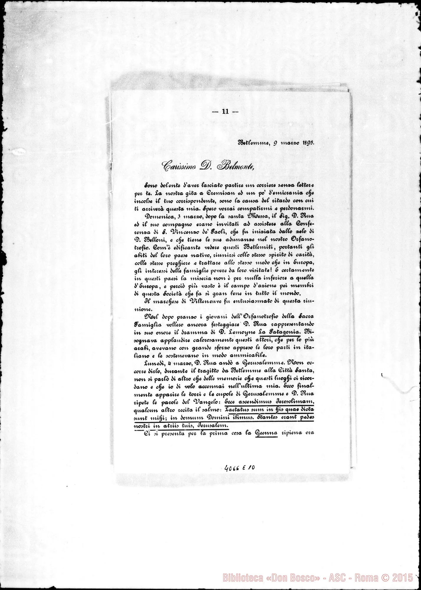 Fotogramma E 10 — Anno 1895: Circolari di Don Belmonte dei mesi di gennaio, febbraio (2), marzo, aprile, maggio, giugno, luglio, ottobre, novembre, dicembre. Stampate