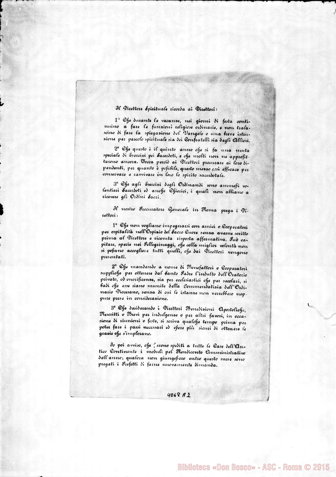 Fotogramma A 2 — Anno 1897: Circolari di Don Belmonte dei mesi di gennaio, febbraio, marzo, aprile, maggio, giugno, luglio, settembre, ottobre, novembre, dicembre. Stampate