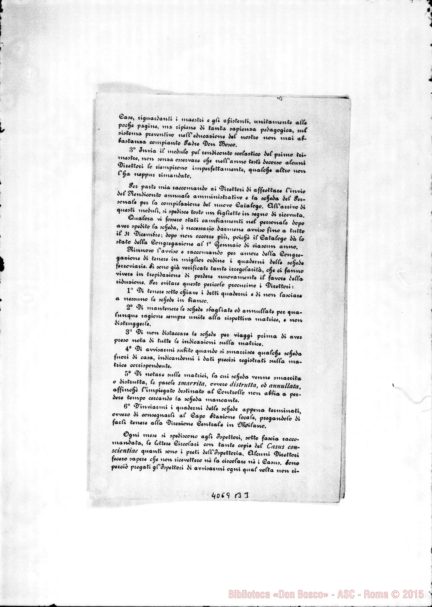 Fotogramma B 3 — Anno 1899: Circolari di Don Belmonte dei mesi di gennaio, febbraio, marzo, aprile, maggio, giugno, luglio, ottobre, novembre, dicembre. Stampate