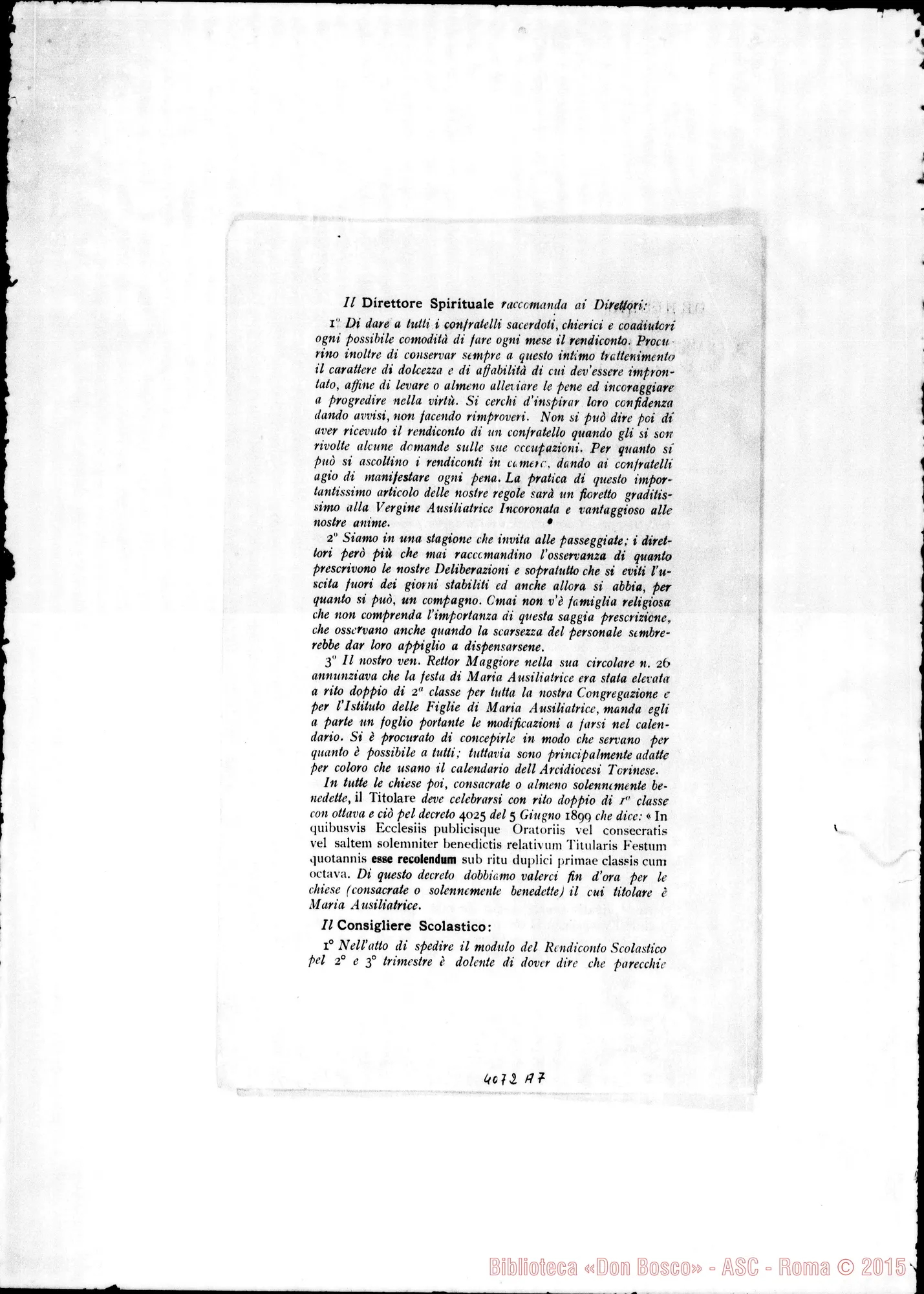 Fotogramma A 7 — Anno 1904: Circolari di Don Rinaldi dei mesi di gennaio, febbraio, marzo, aprile, maggio, giugno, luglio, settembre, ottobre, novembre, dicembre. Stampate