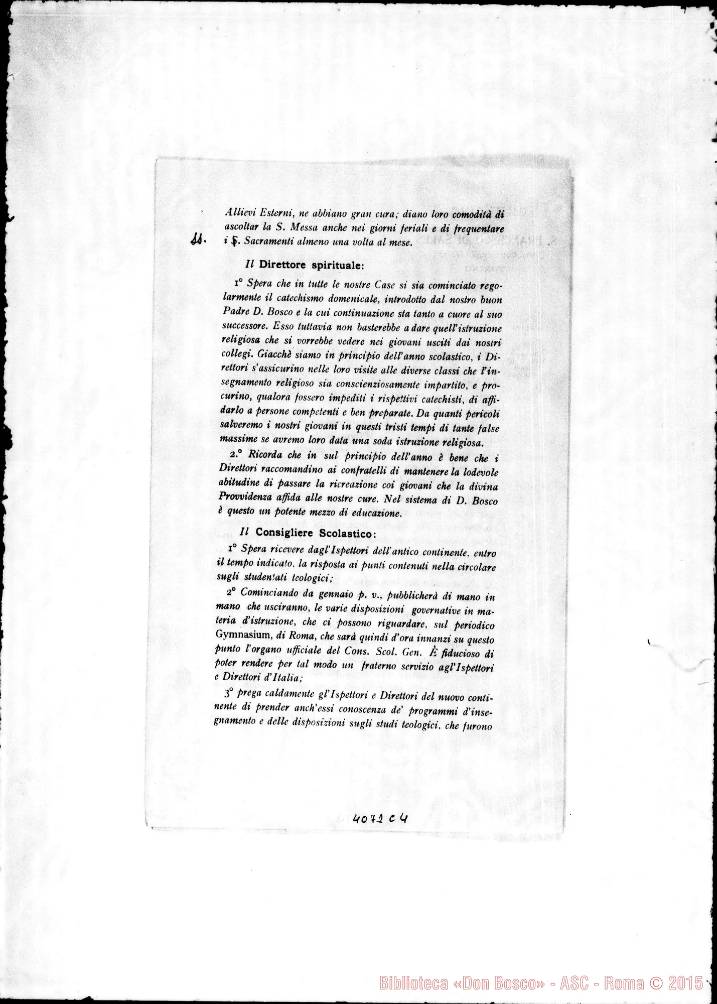 Fotogramma C 4 — Anno 1904: Circolari di Don Rinaldi dei mesi di gennaio, febbraio, marzo, aprile, maggio, giugno, luglio, settembre, ottobre, novembre, dicembre. Stampate