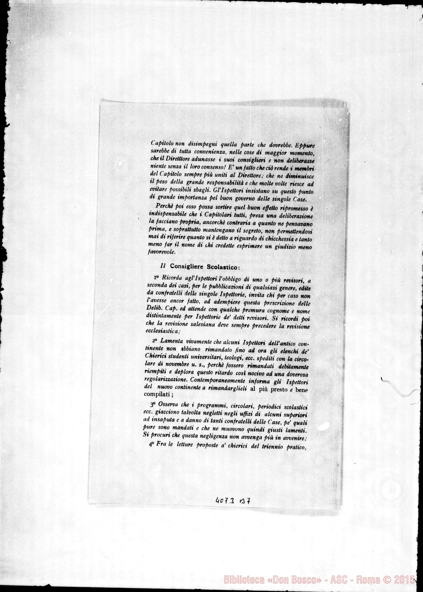 Fotogramma B 7 — Anno 1906: Circolari di Don Rinaldi dei mesi di gennaio, febbraio, marzo, aprile, maggio, giugno, luglio, agosto, ottobre, novembre, dicembre. Stampate