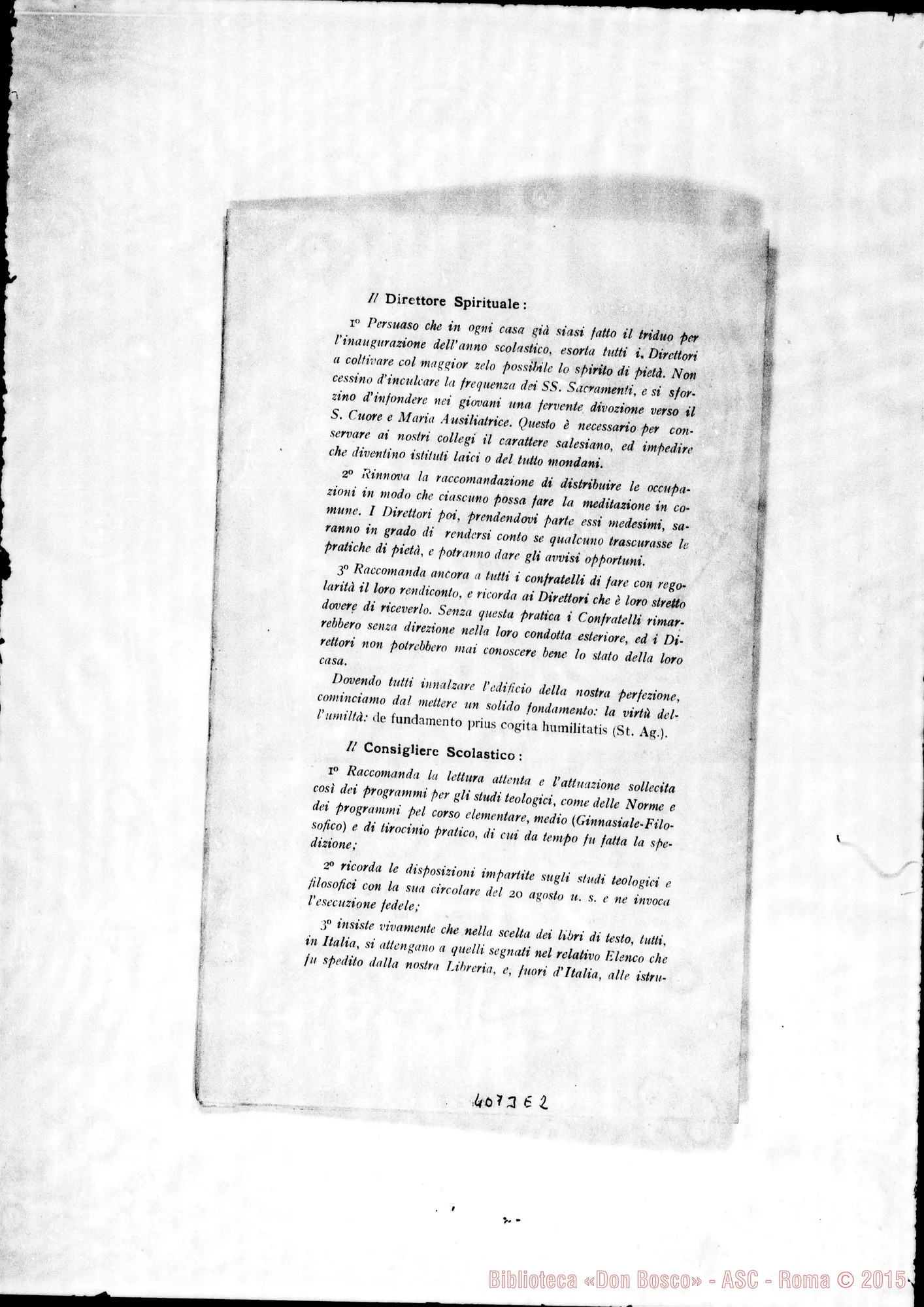 Fotogramma E 2 — Anno 1906: Circolari di Don Rinaldi dei mesi di gennaio, febbraio, marzo, aprile, maggio, giugno, luglio, agosto, ottobre, novembre, dicembre. Stampate