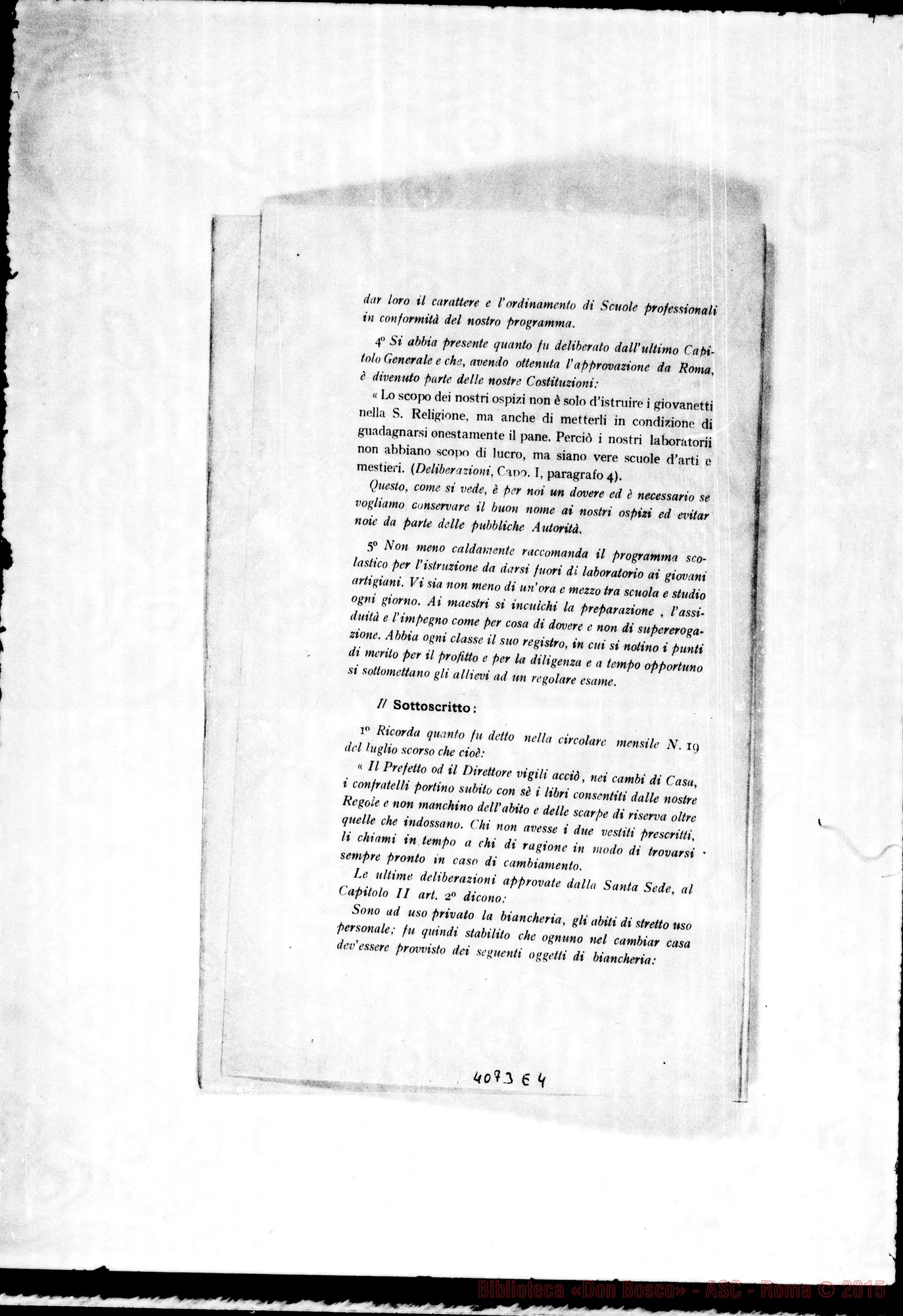 Fotogramma E 4 — Anno 1906: Circolari di Don Rinaldi dei mesi di gennaio, febbraio, marzo, aprile, maggio, giugno, luglio, agosto, ottobre, novembre, dicembre. Stampate