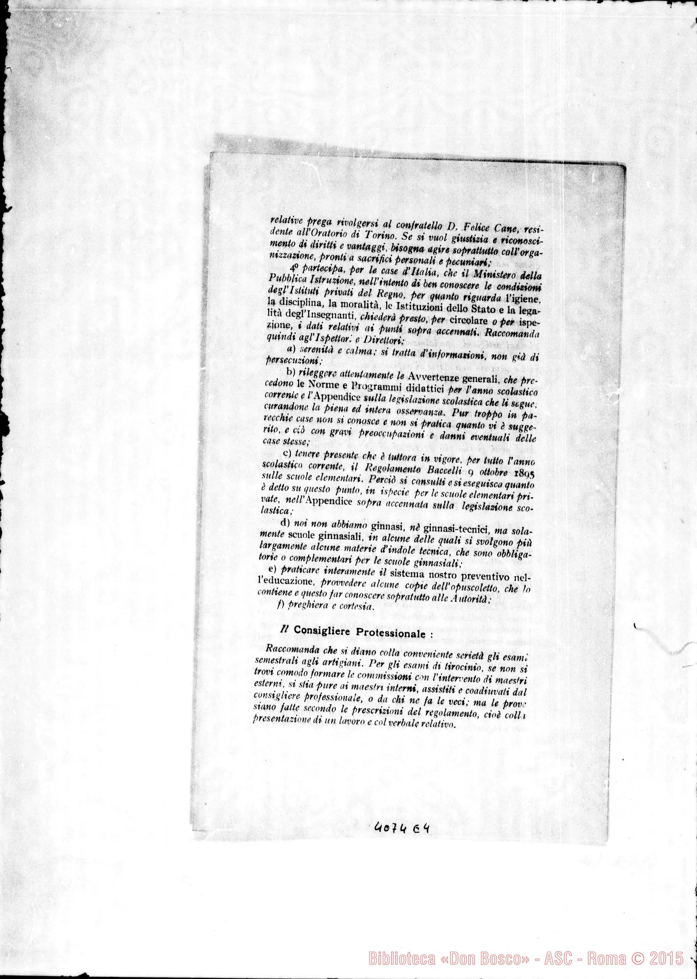 Fotogramma E 4 — Anno 1908: Circolari di Don Rinaldi dei mesi di gennaio, febbraio, marzo, aprile, maggio, giugno, luglio, agosto, settembre, ottobre, novembre, dicembre. Stampate