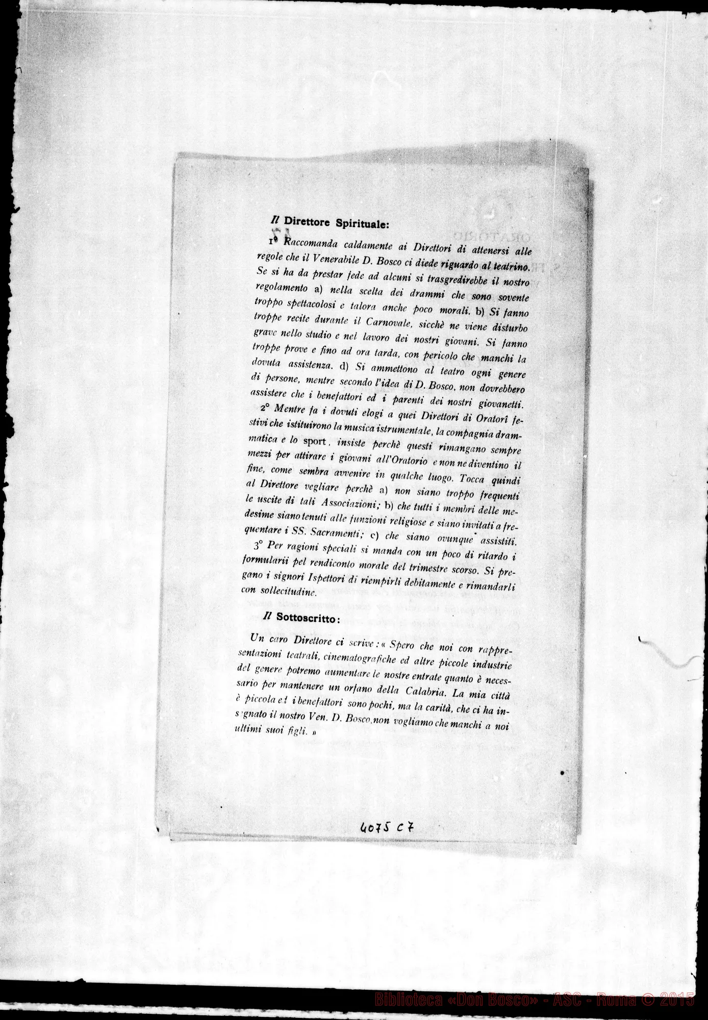 Fotogramma C 7 — Anno 1909: Circolari di Don Rinaldi dei mesi di gennaio, febbraio, marzo, aprile, maggio, giugno, luglio, agosto, settembre, ottobre, novembre, dicembre.