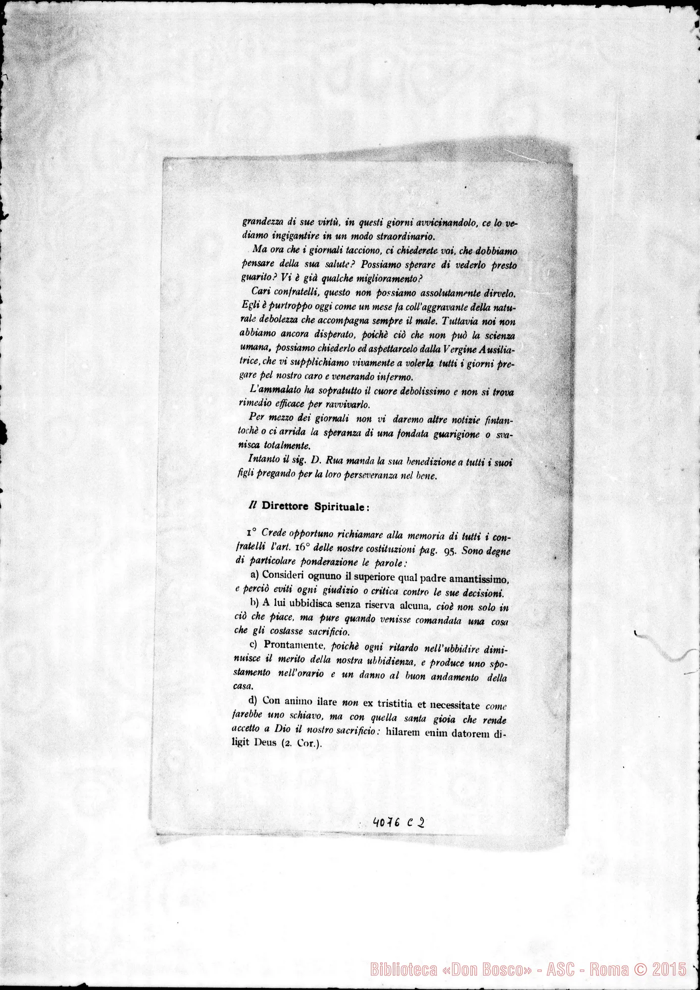 Fotogramma C 2 — Anno 1910: Circolari di Don Rinaldi dei mesi di gennaio, febbraio, marzo, aprile, maggio. Stampate