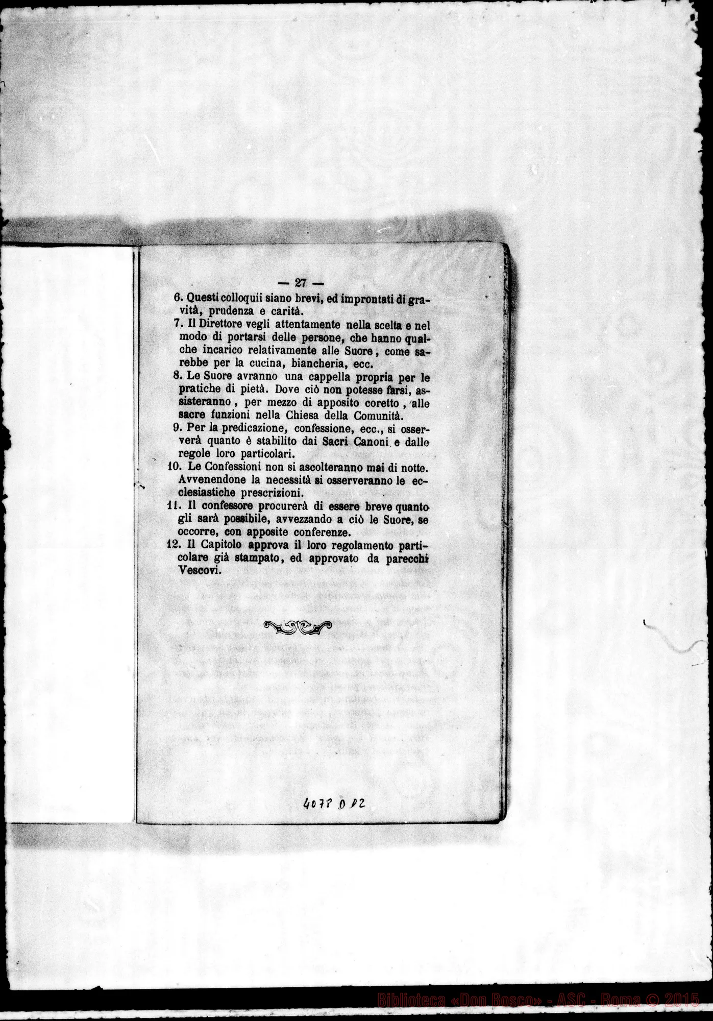 Fotogramma D 12 — Deliberazioni: - Regolamenti speciali