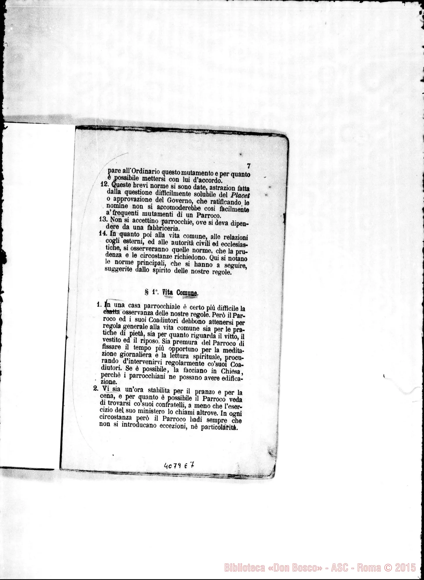 Fotogramma E 7 — Deliberazioni: - Regolamento per le parrocchie