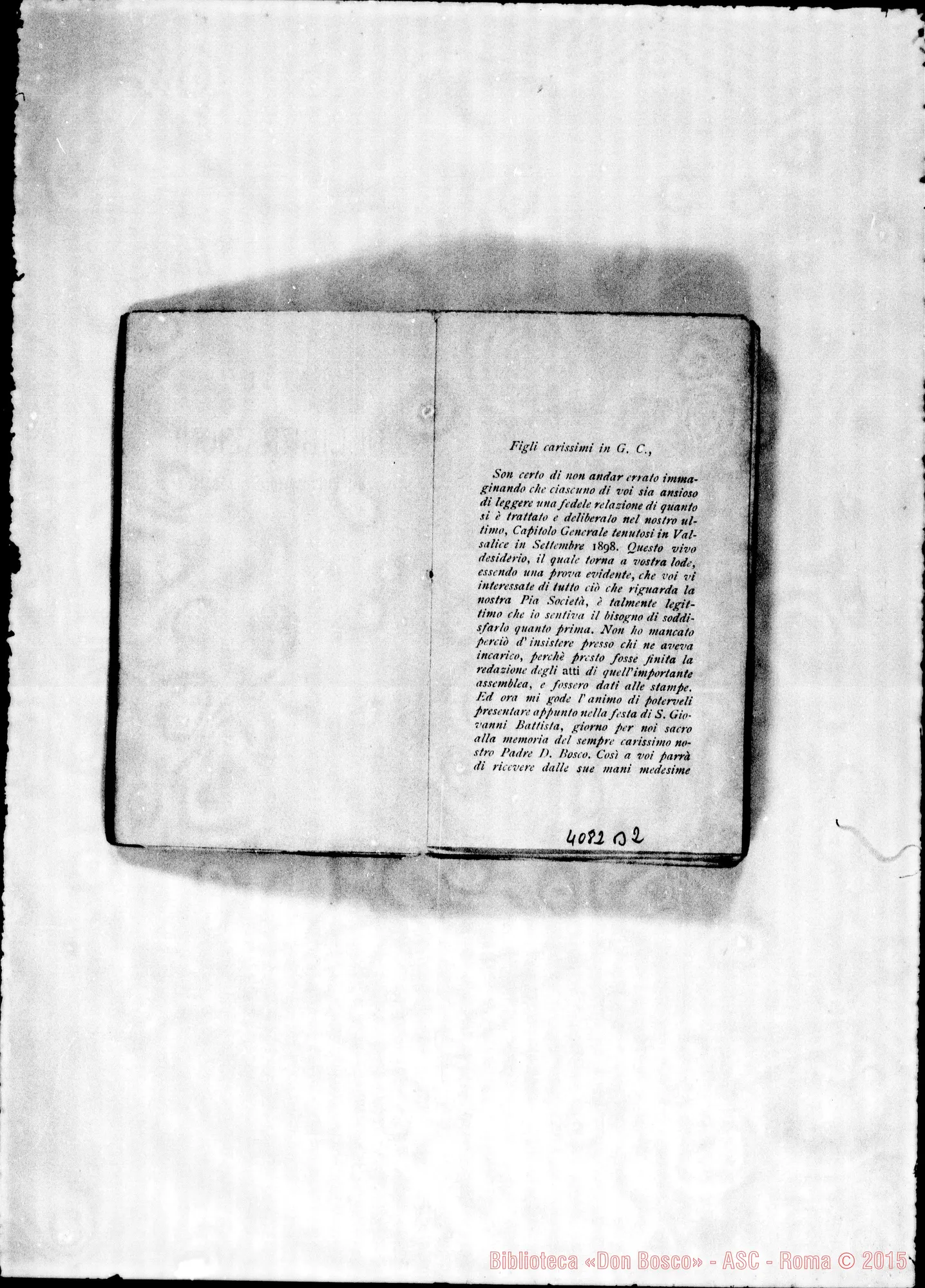 Fotogramma B 2 — Cap. Generale Vili (1899): Lettera di D. Rua ai «Carissimi figli»