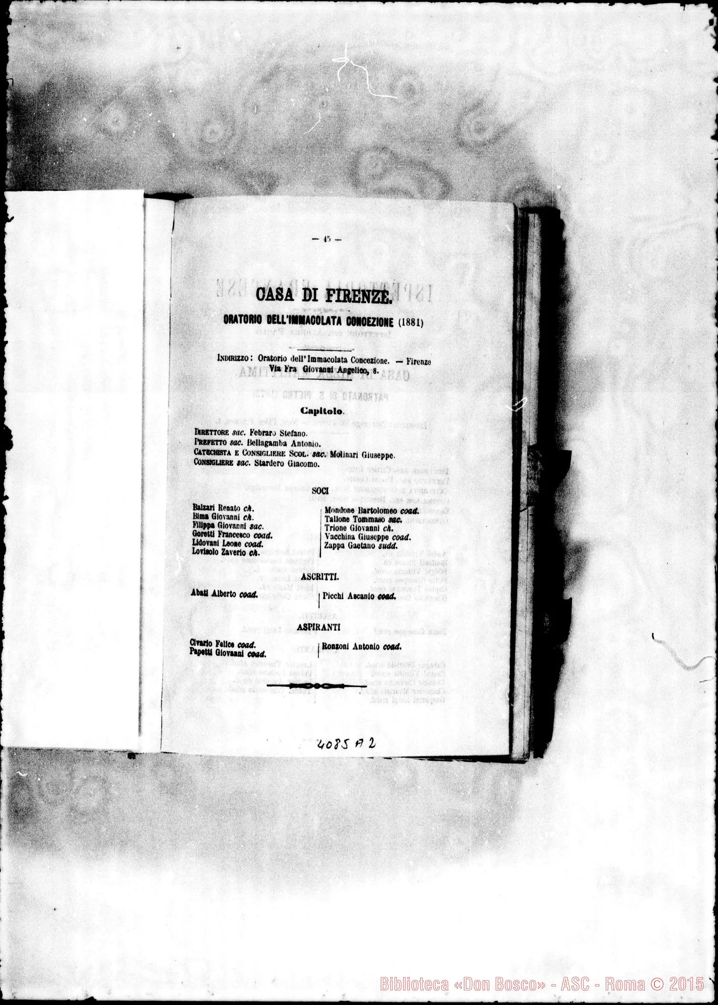 Fotogramma A 2 — Deliberazioni dei Cap. Gen. da ritenersi come organiche