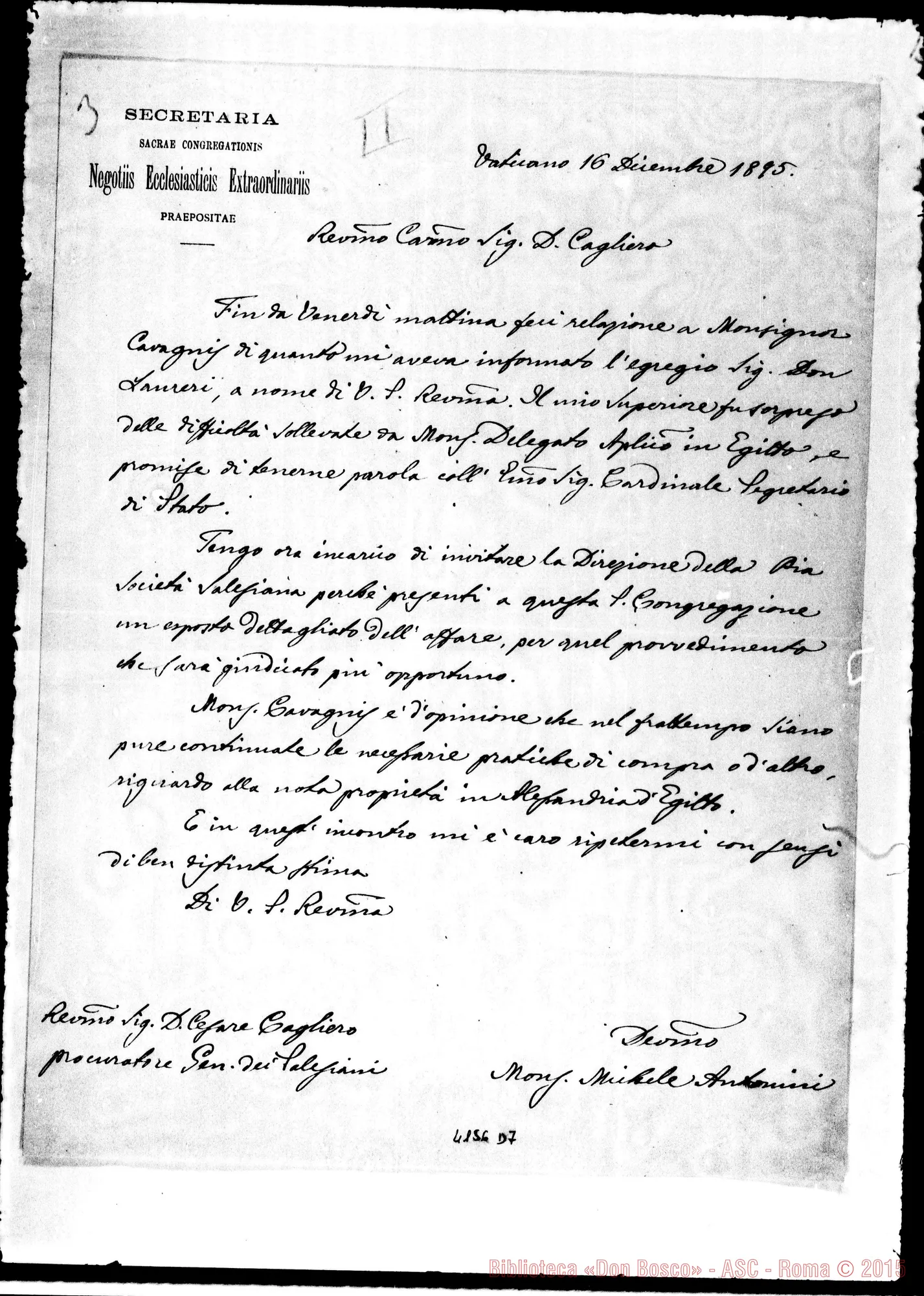 Fotogramma D 7 — Mons. Michele Antonini-D. Cesare Cagliero. Vaticano, 16-12-1895