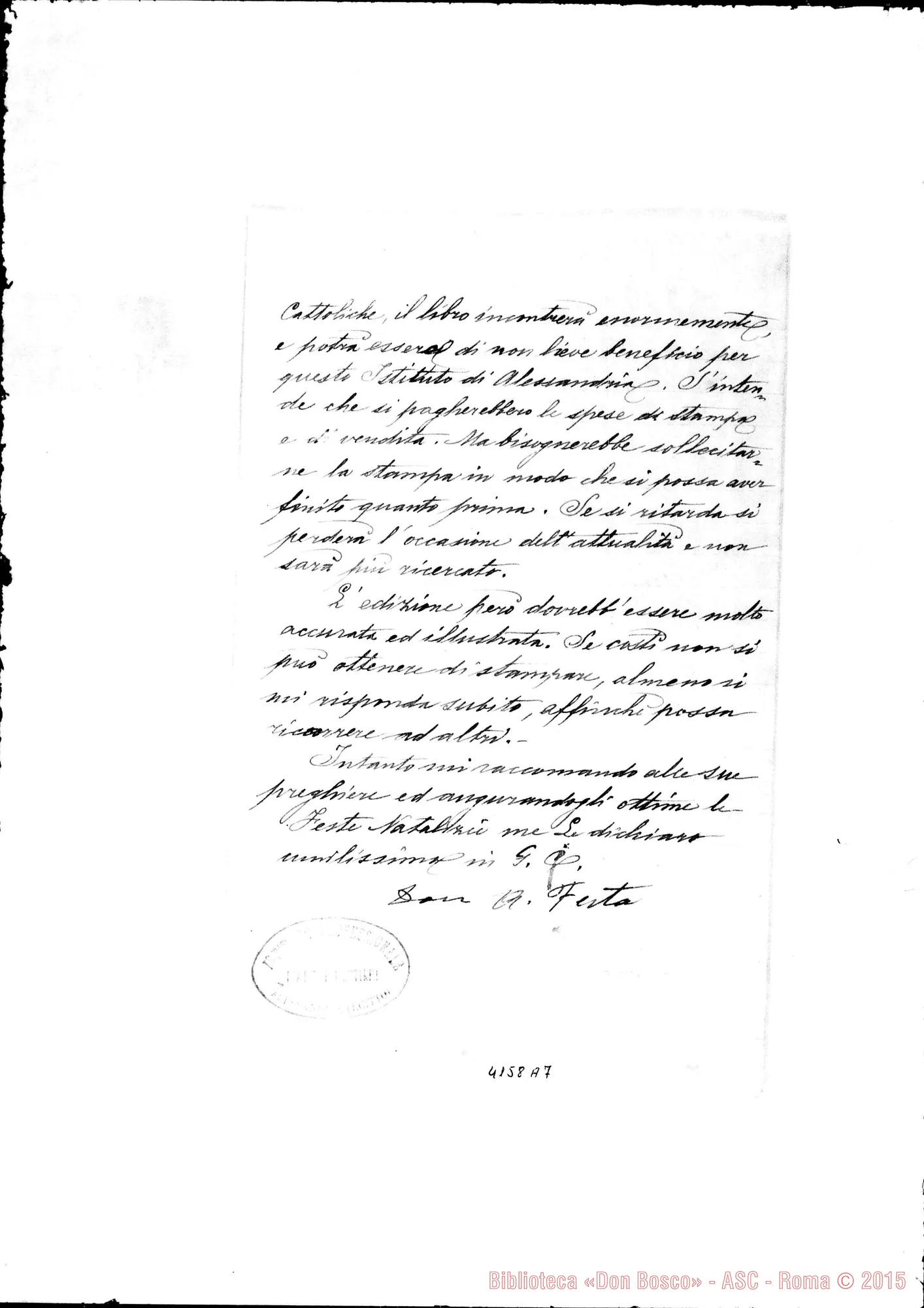 Fotogramma A 7 — Don Angelo Festa-Don Cagliero C. Alessandria, 15-12-1897