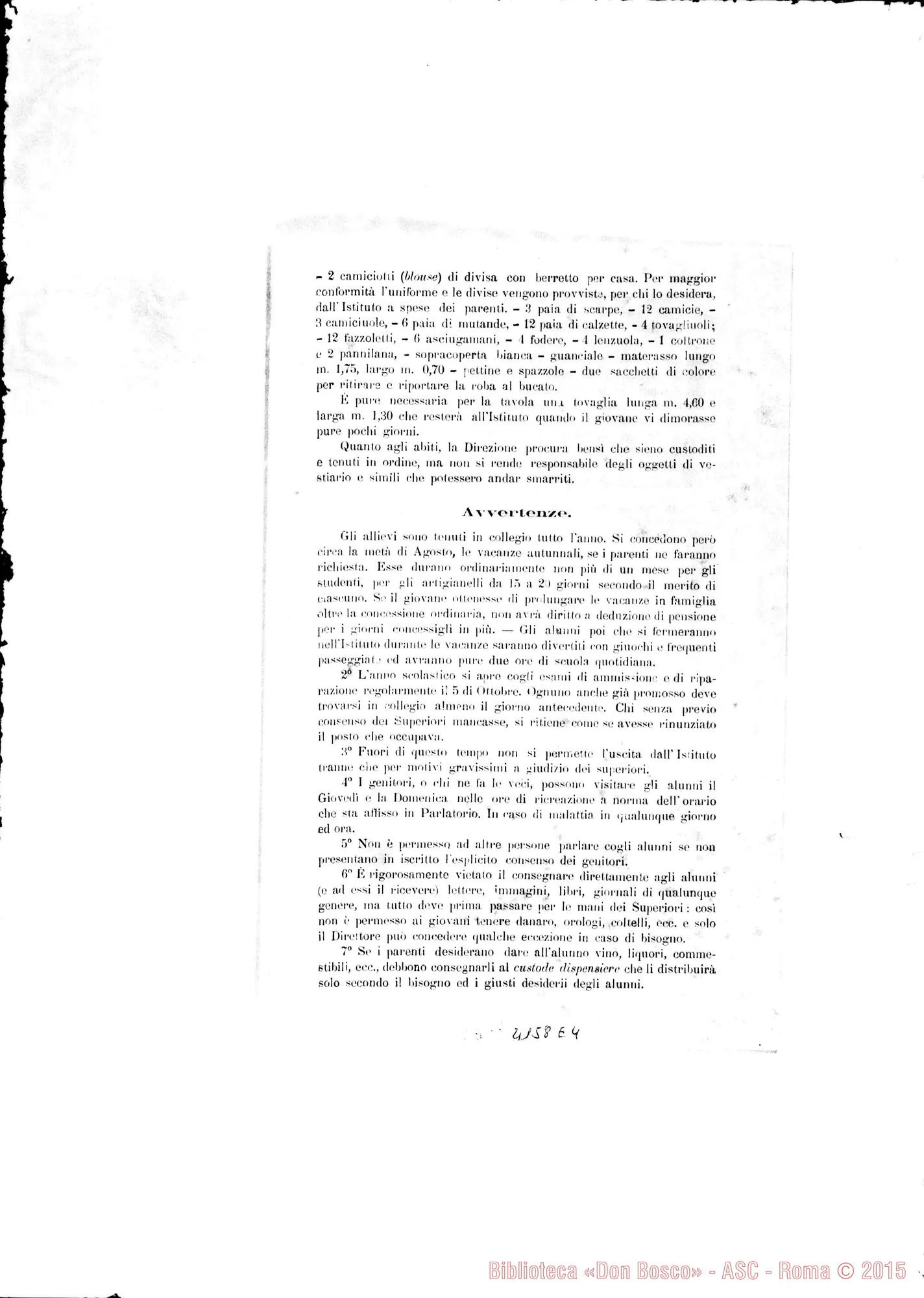 Fotogramma E 4 — Programma dell’istituto Don Bosco. Stampato