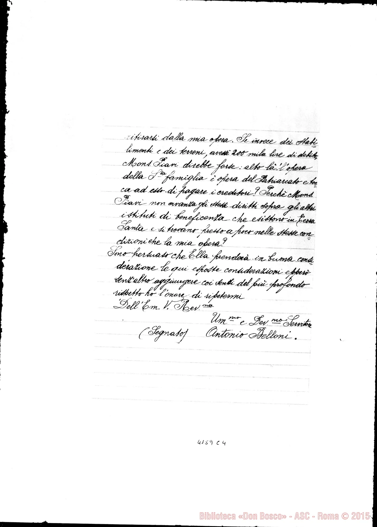Fotogramma C 4 — Don Belloni-Card. Simeoni. Betiemme, 14-07-1891. Copia