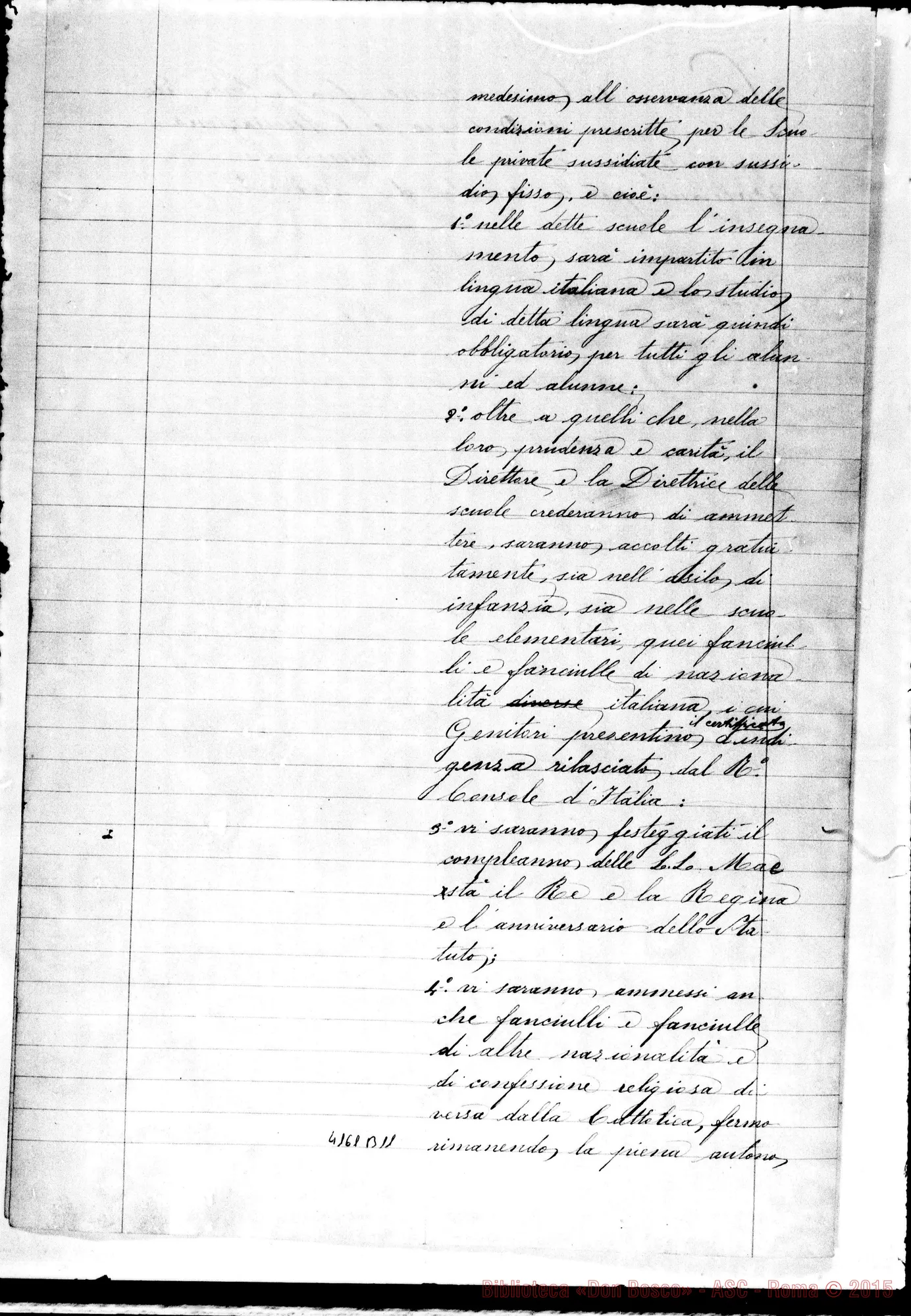 Fotogramma B 11 — Schema di convenzione per fondazione A Beirut. Due stesure ms. Brasile-Aquidauana: Ispett. Americane. Cfr. 3.025 C3