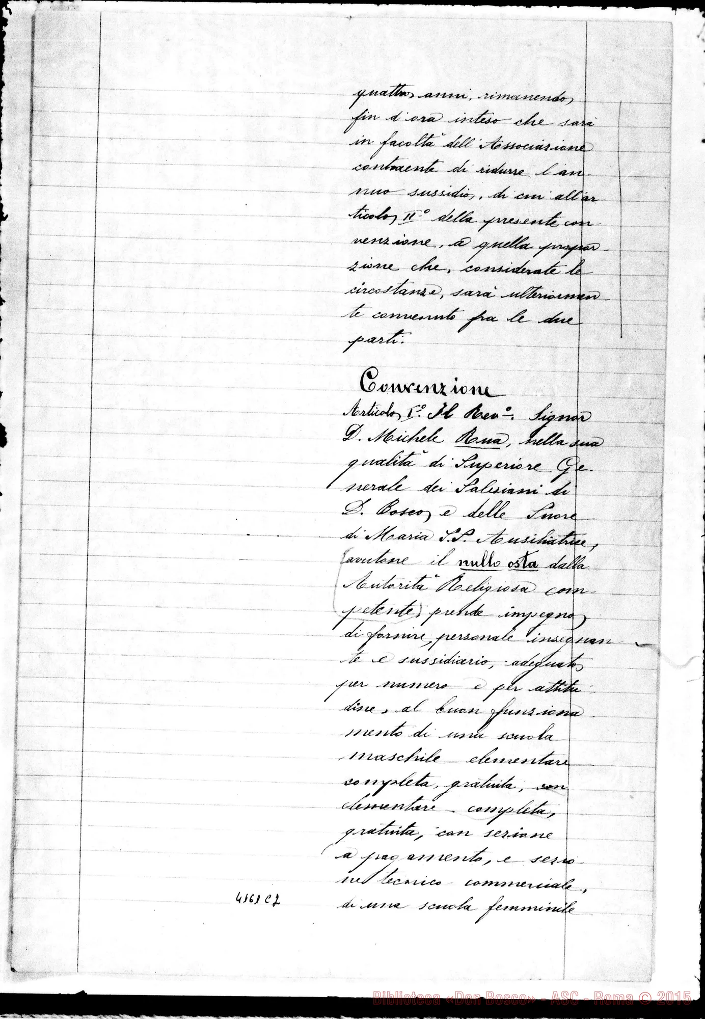 Fotogramma C 2 — Schema di convenzione per fondazione A Beirut. Due stesure ms. Brasile-Aquidauana: Ispett. Americane. Cfr. 3.025 C3