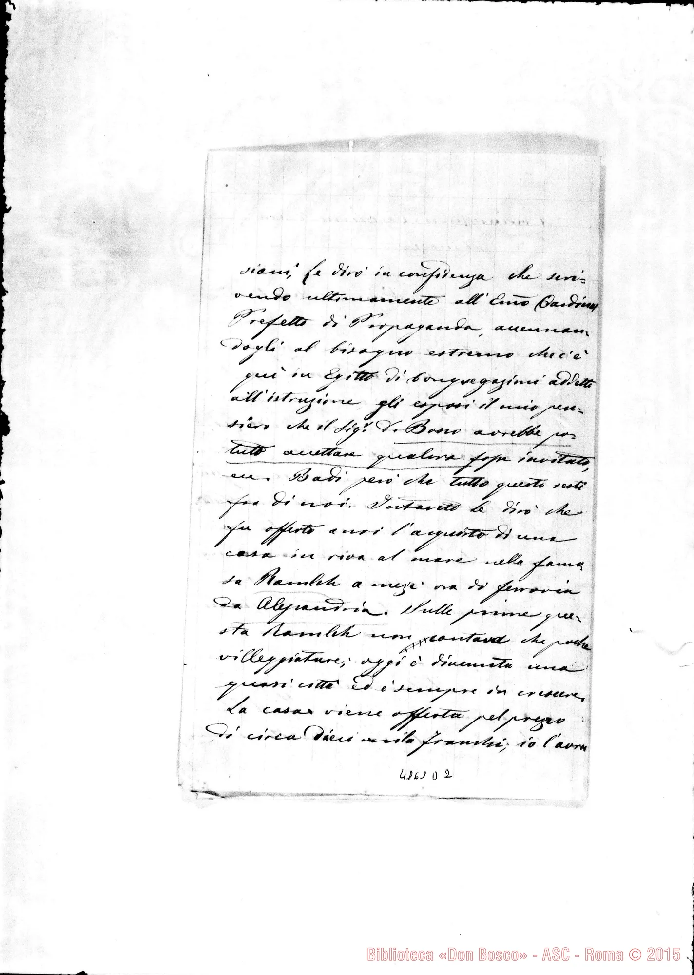 Fotogramma D 2 — Francesco Sogaro, vesc. di Trapezopoli E vie. apost. dell'Africa Centr.-Don Dalmazzo. Cairo, 8-02-1886 Colombia: Ispett. Americana. Cfr. anche 3.206 E9