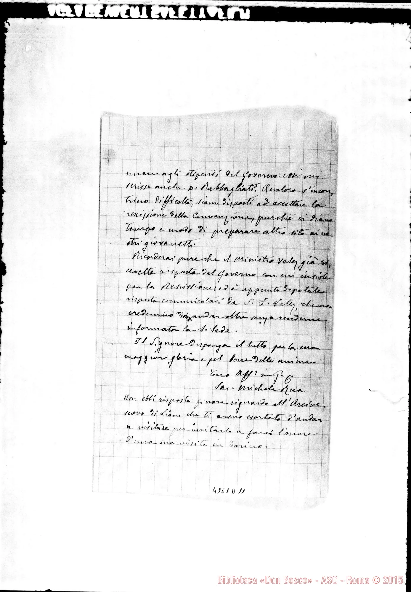 Fotogramma D 11 — Don Rua-Don Cagliero. Torino, 20-02-1894. Ms. autogr. Rua