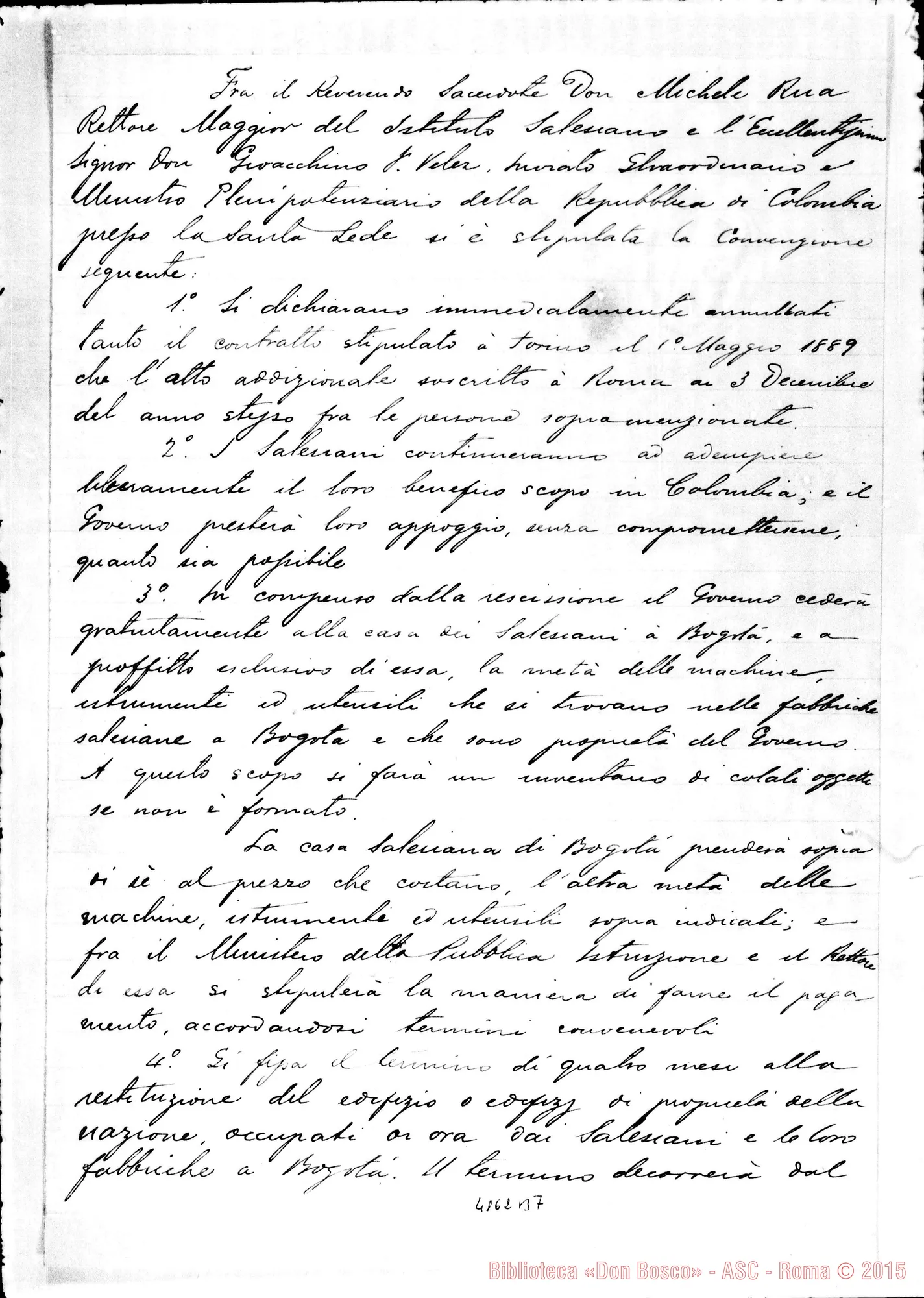 Fotogramma B 7 — Convenzione tra Don Rua E il Sig. Joaquín Vélez. Senza data