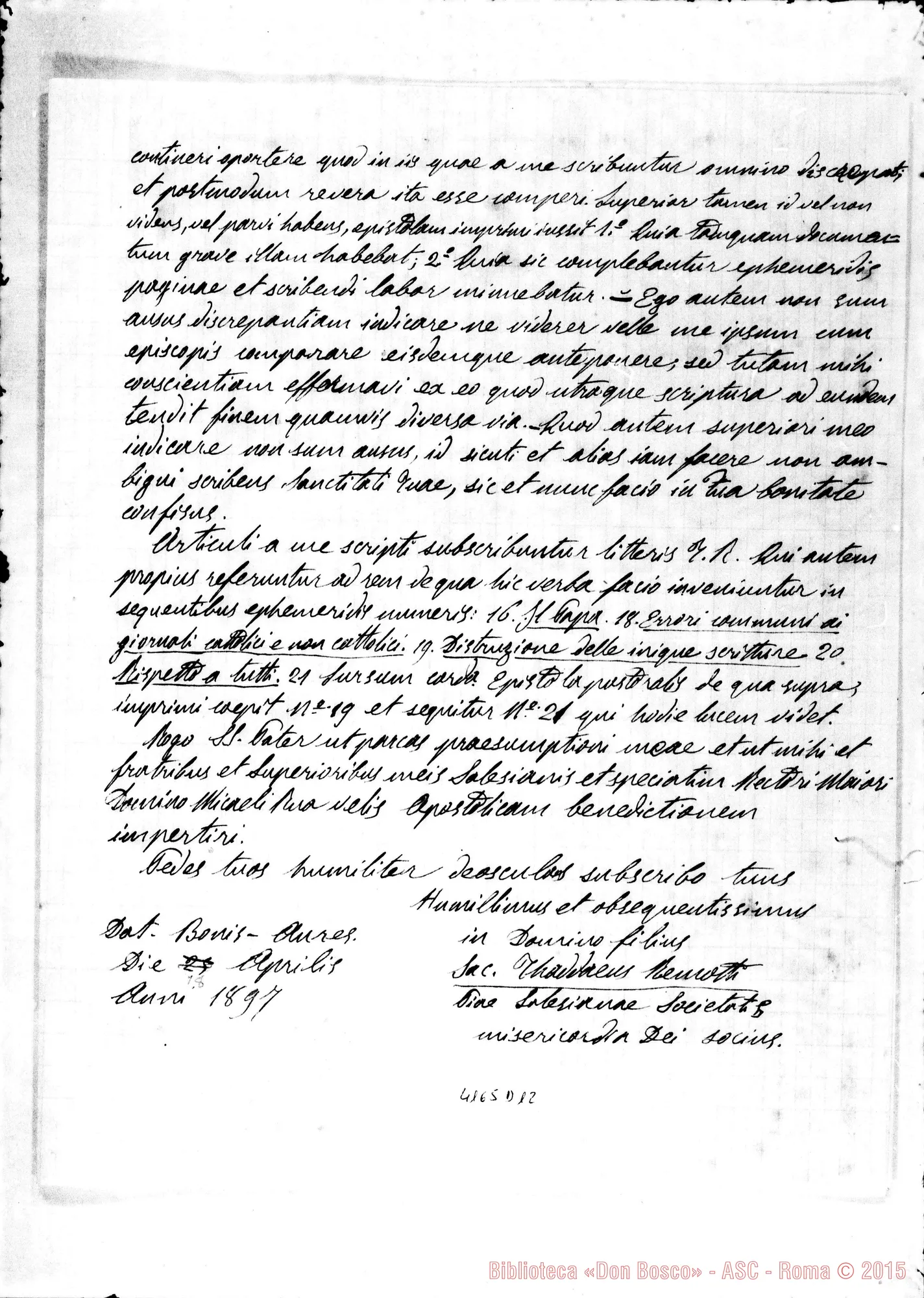 Fotogramma D 12 — Don Taddeo Remotti-Papa Leone XIII. Buenos Aires, 18-04-1897