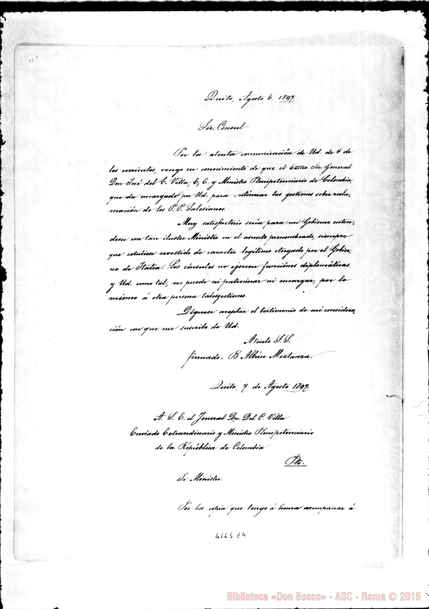 Fotogramma E 4 — Copia di documenti tra il Console di Guayaquil E il Ministro